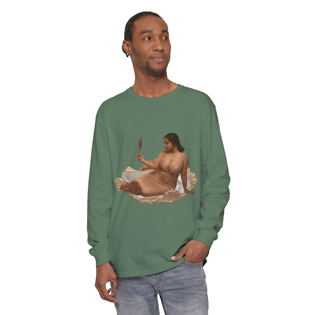 Long Sleeve T-Shirt — “Love, Dua Lipa” Shell Goddess Graphic