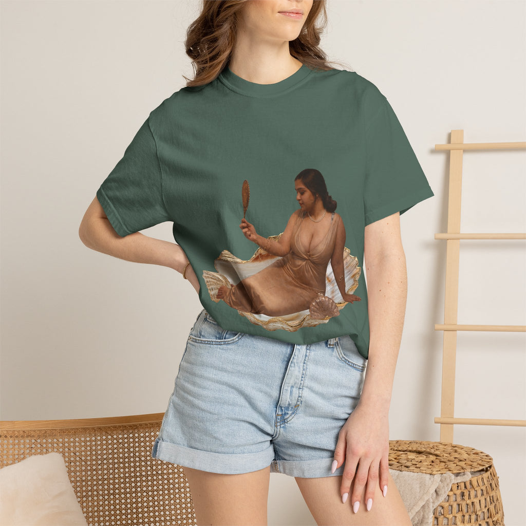 Venus Mirror T-Shirt — Nude Goddess Art Tee with 'Love, [Signature]' Back Print