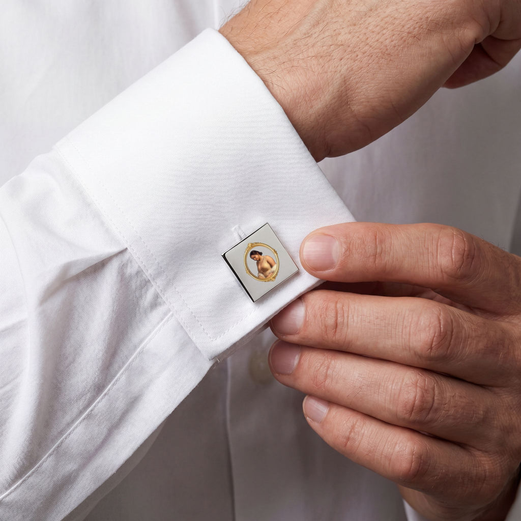 Gold Frame Portrait Cufflinks — Vintage Art Wedding Gift