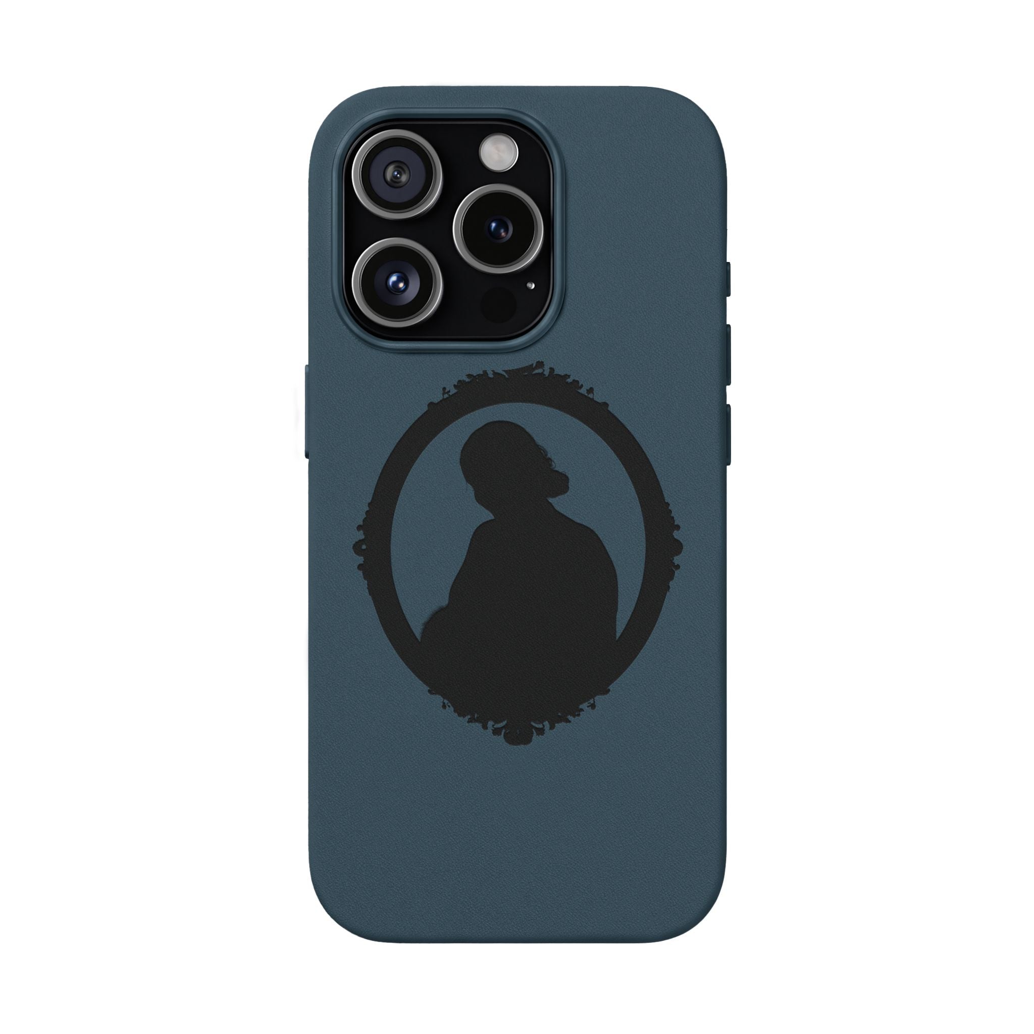 Engraved PU Leather Phone Case — Silhouette Outline Design