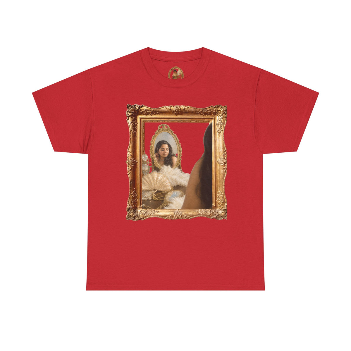 Drashti Portrait Frame Tee — Vintage Mirror Portrait Graphic T-Shirt