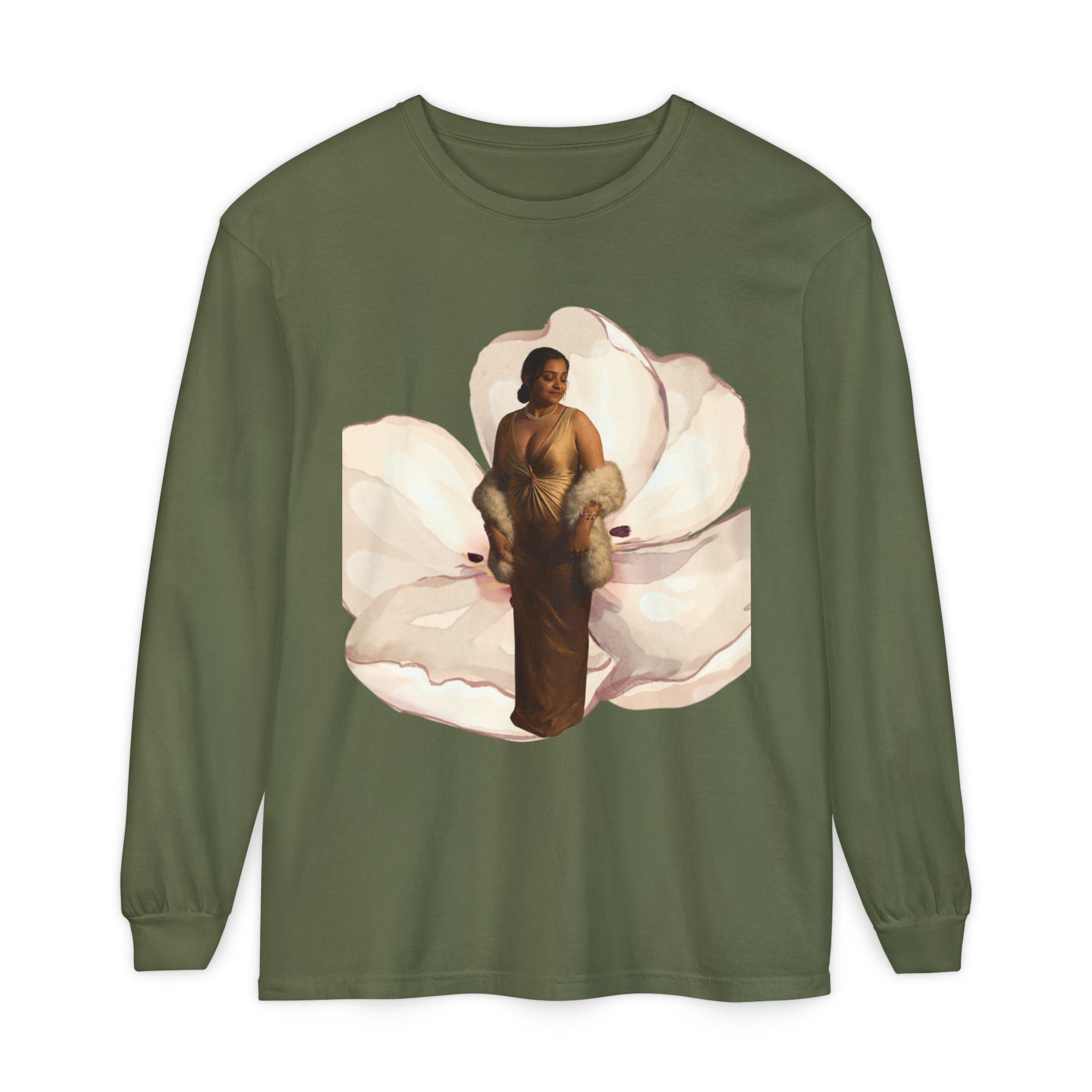 We Will Be Home Long Sleeve Tee — Floral Vintage Portrait Graphic