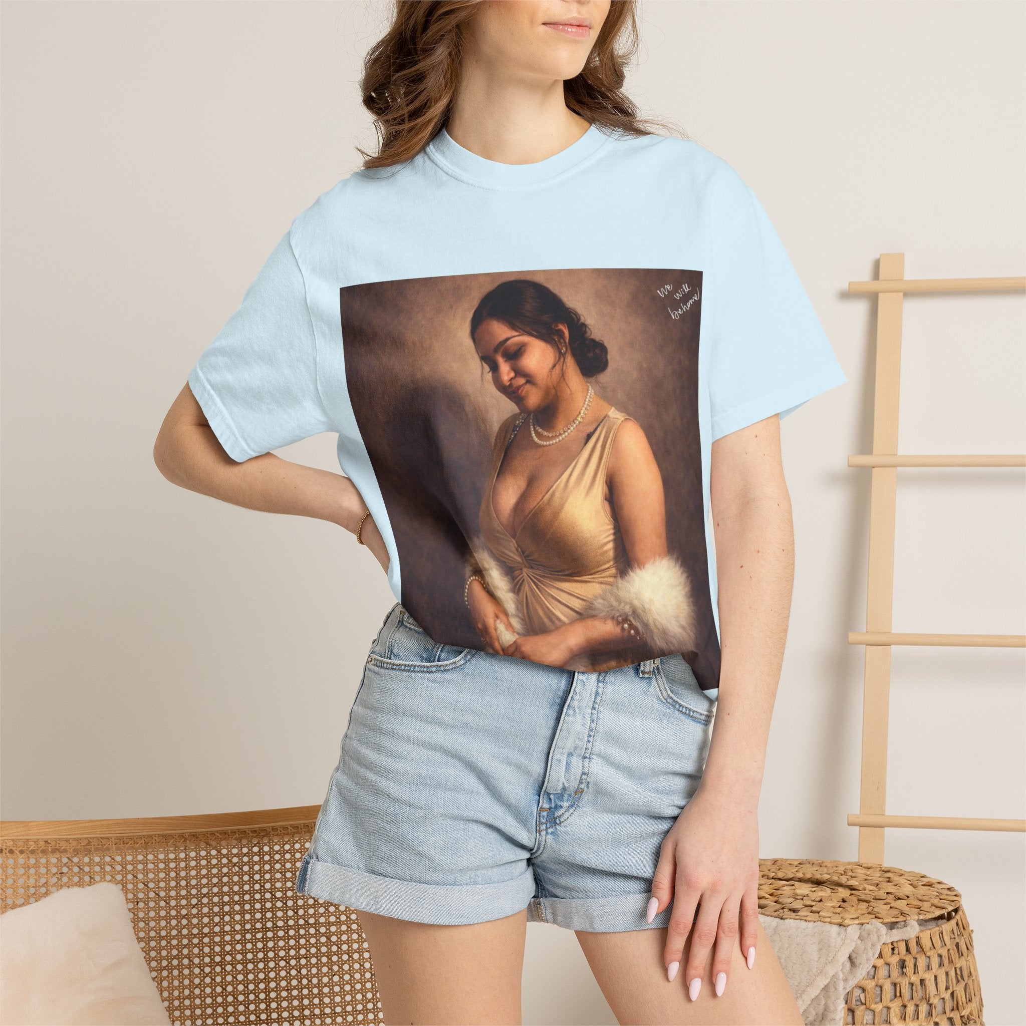 Portrait Graphic T-Shirt — Vintage Framed Lady Art Print