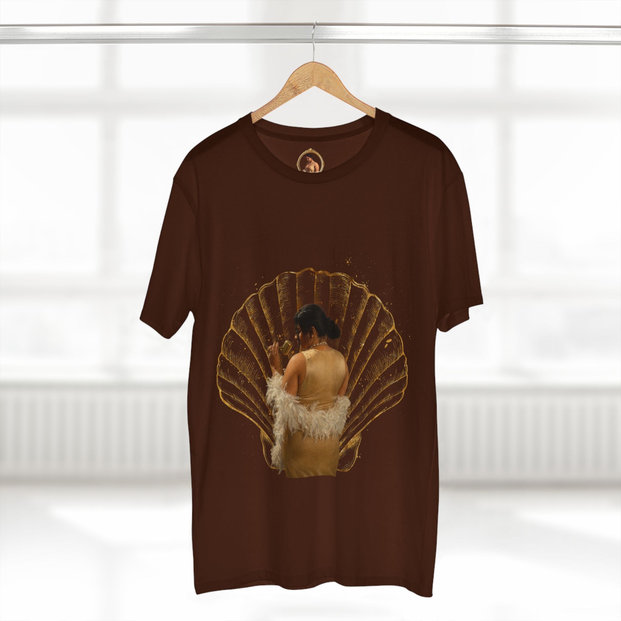 Vintage Vanity Tee — Antique Mirror & Shell Art Graphic T-Shirt