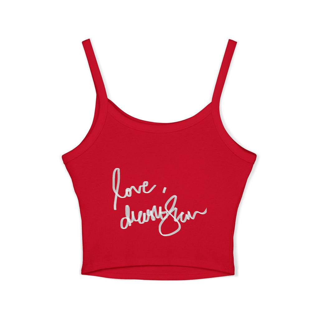 Spaghetti Tank Top — Vintage Portrait Frame with “Love, Always” Handwritten Script