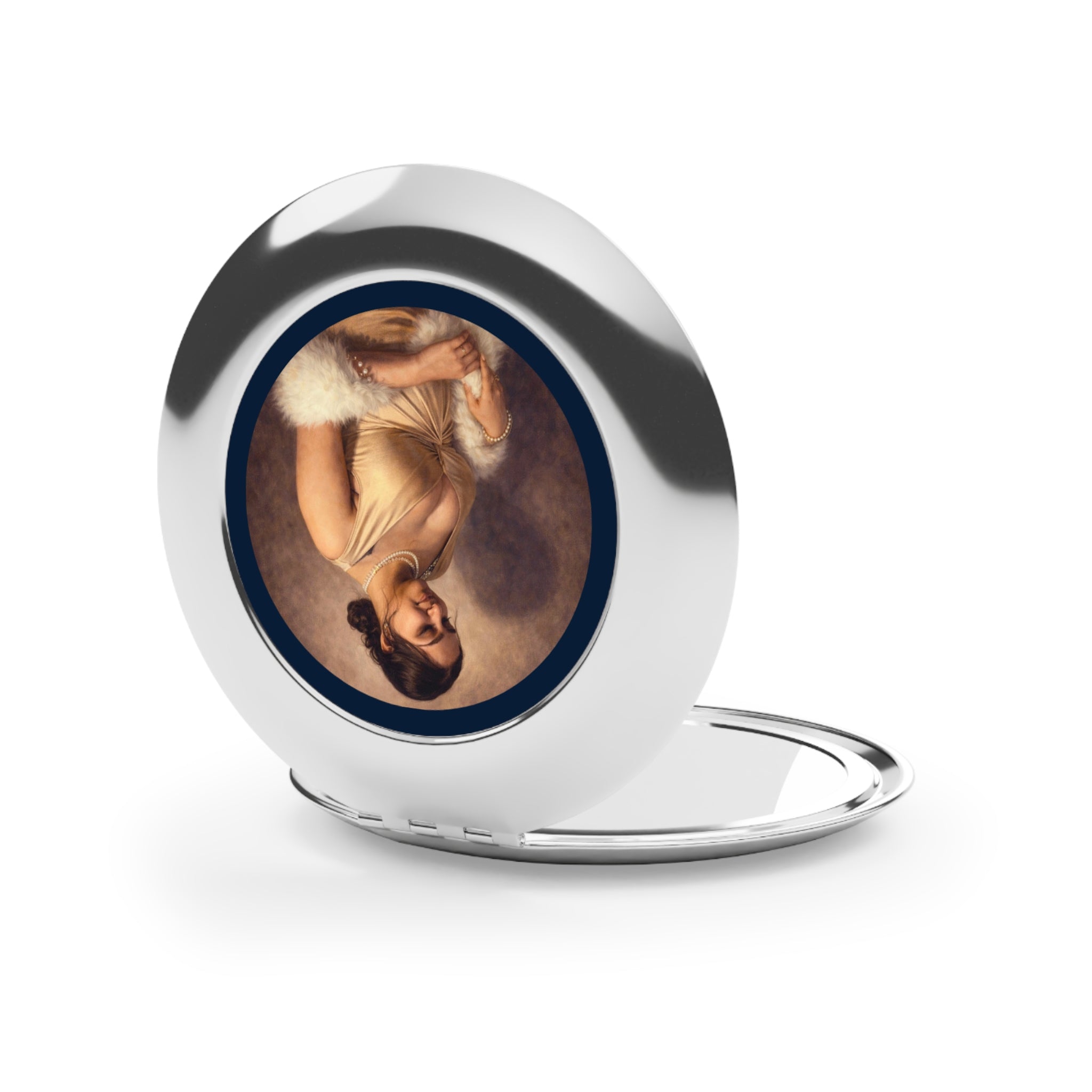 Vintage Portrait Compact Mirror — Travel Makeup Pocket Mirror