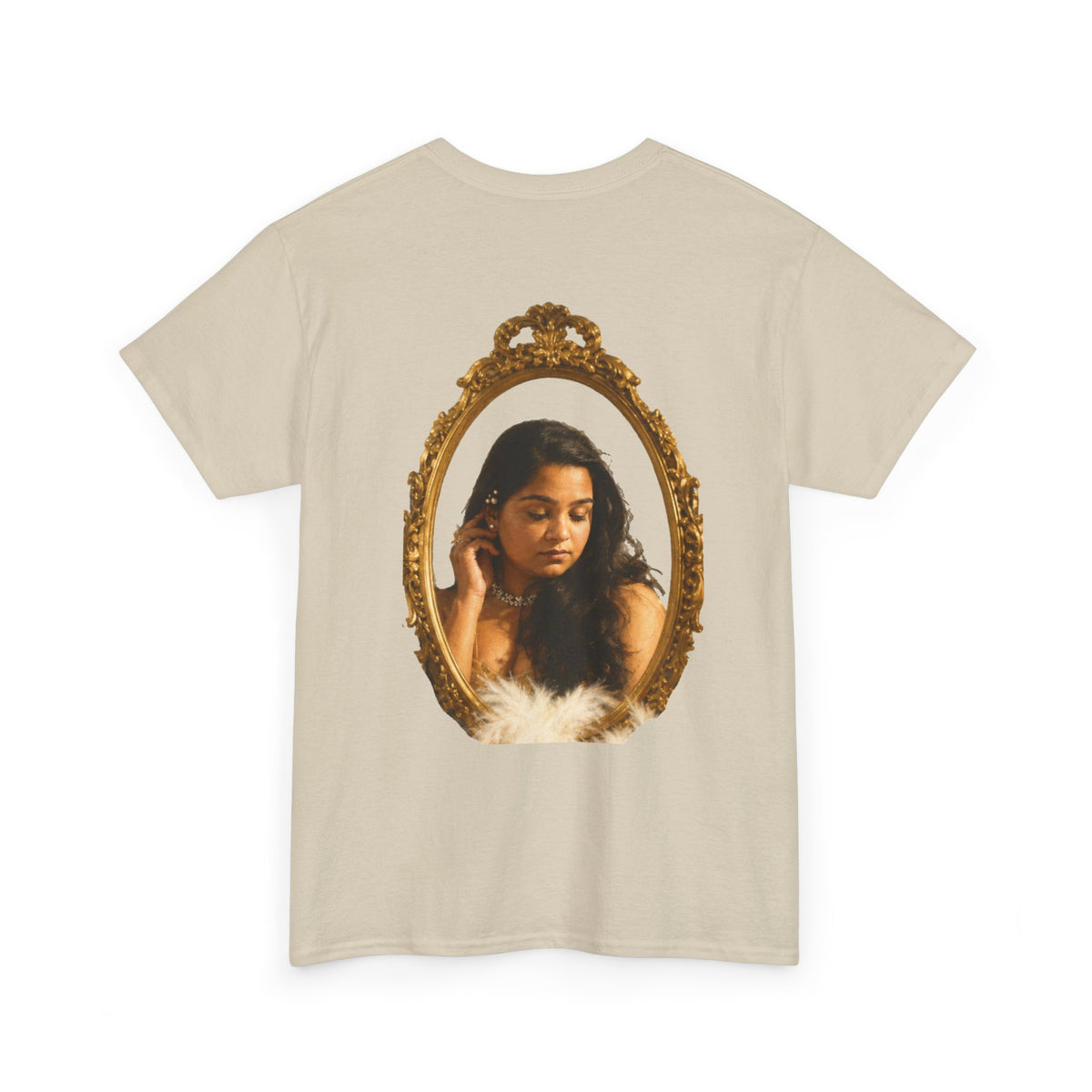 Drashti Portrait Frame Tee — Vintage Mirror Portrait Graphic T-Shirt