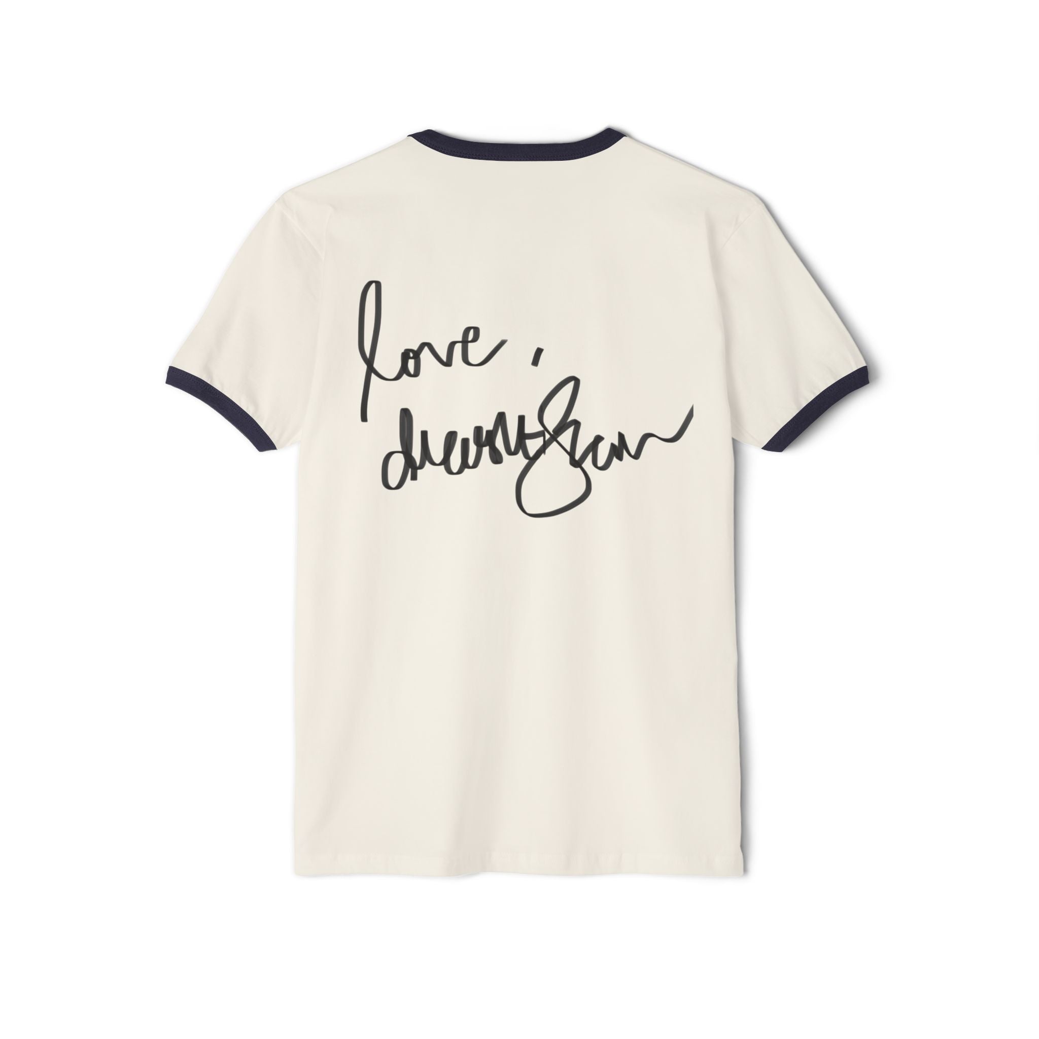 Vintage Glam Ringer Tee — "love, drashti shah" Signature Back