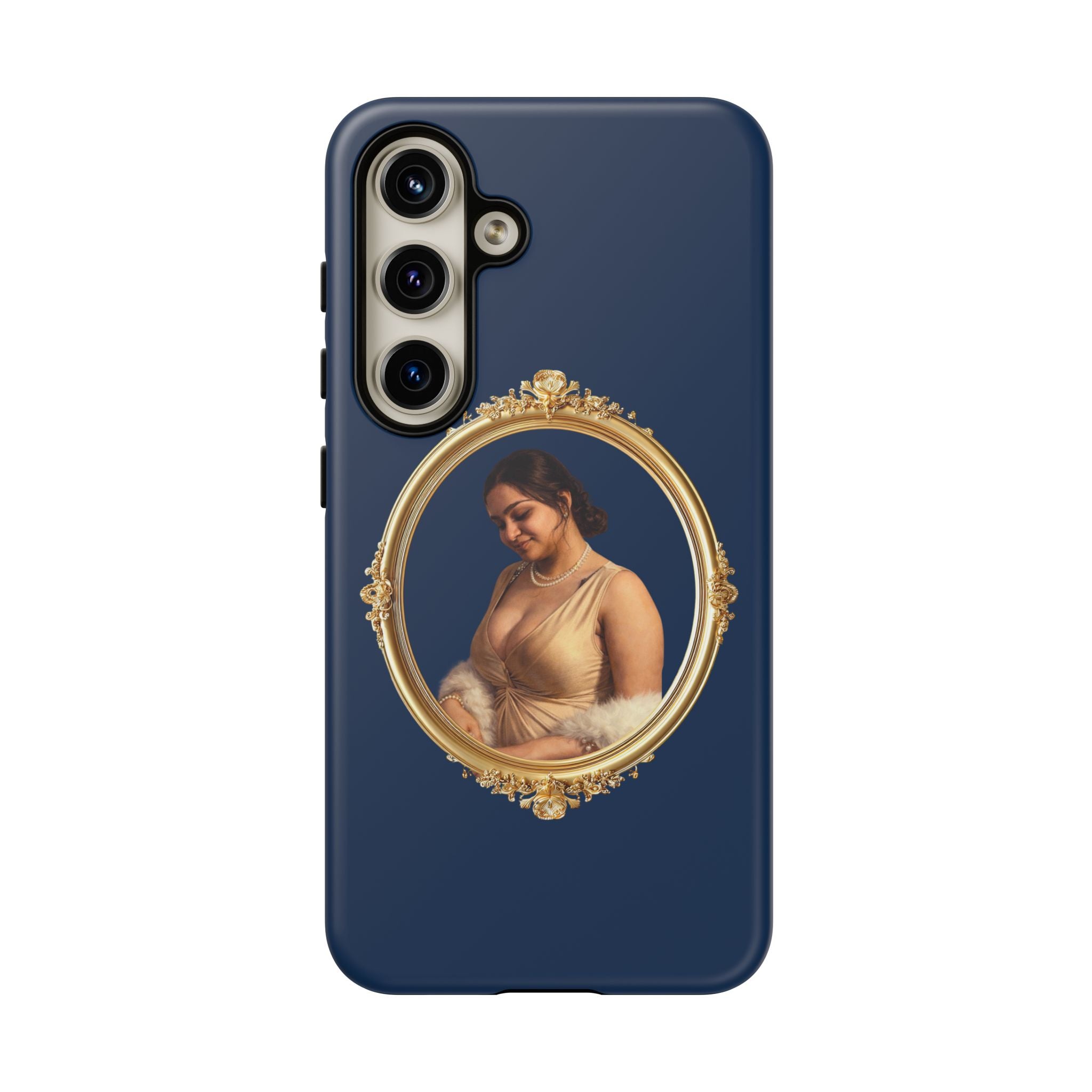 Vintage Portrait Phone Case — Elegant Gold Frame on Navy