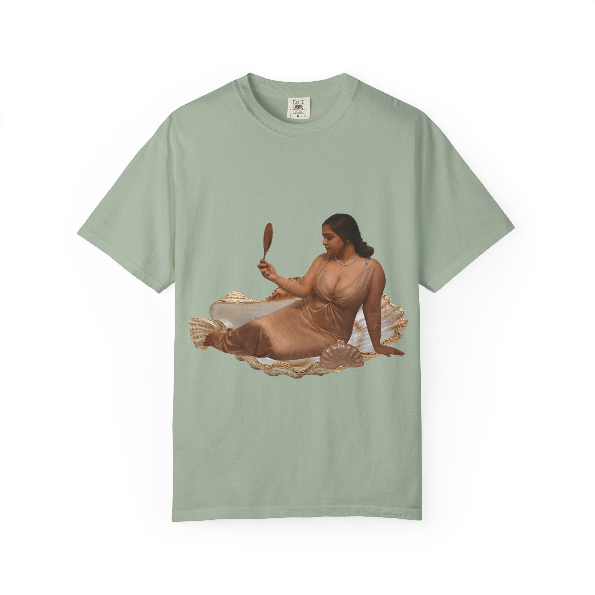 Venus Mirror T-Shirt — Nude Goddess Art Tee with 'Love, [Signature]' Back Print