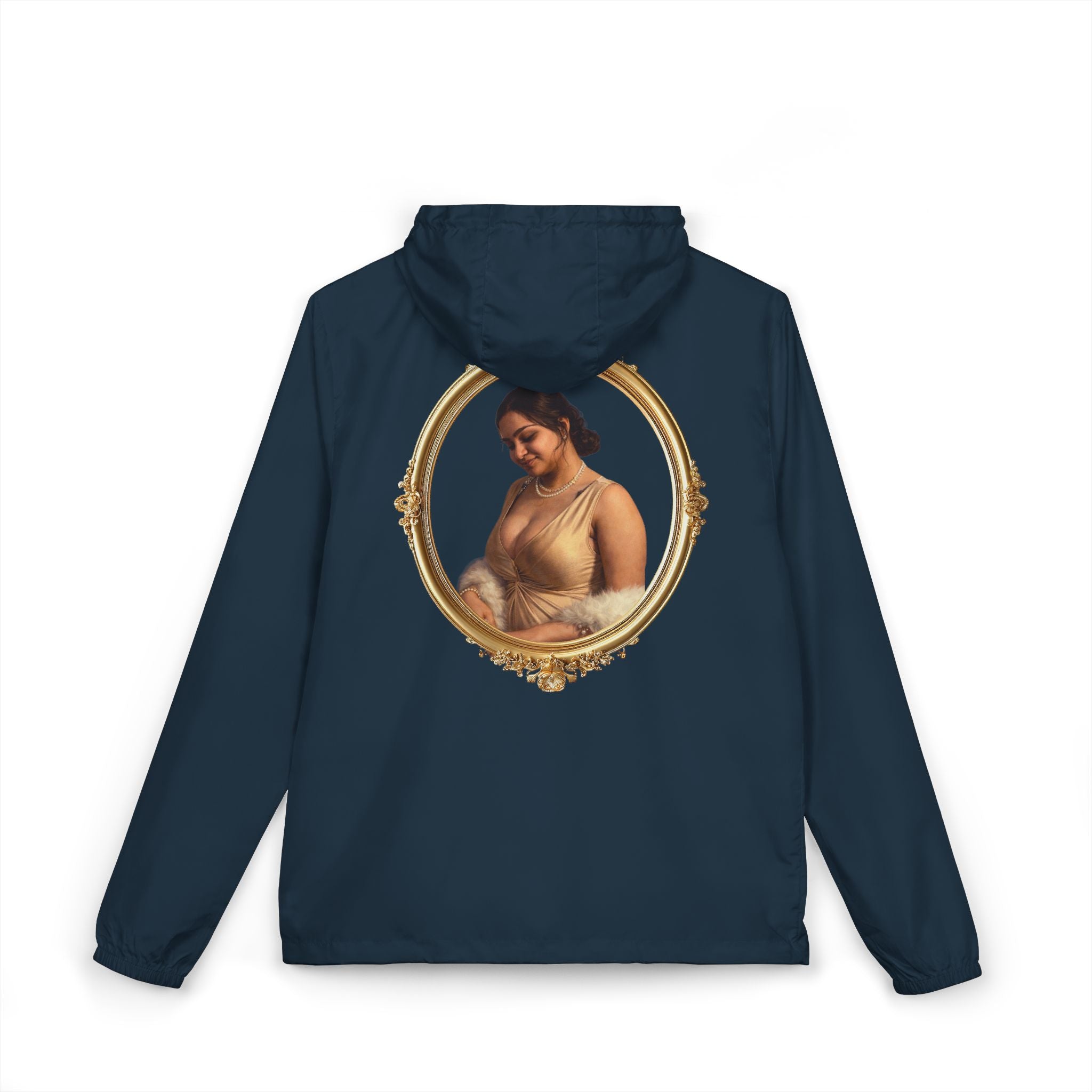 Portrait Frame Windbreaker Jacket — Vintage Painted Woman Print