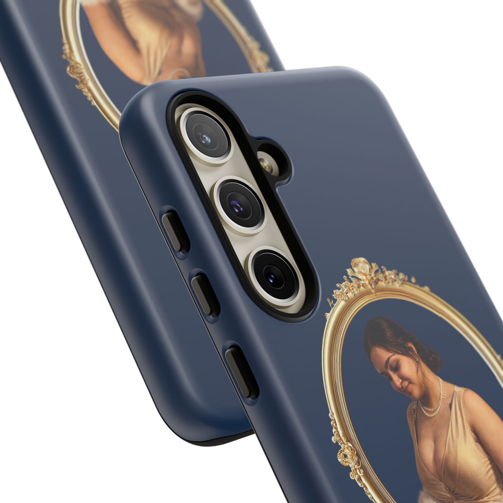 Vintage Portrait Phone Case — Elegant Gold Frame on Navy