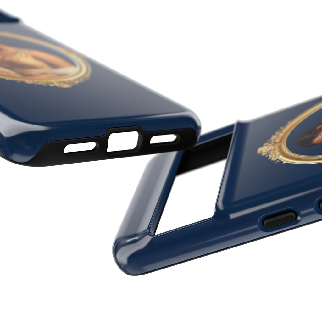 Vintage Portrait Phone Case — Elegant Gold Frame on Navy