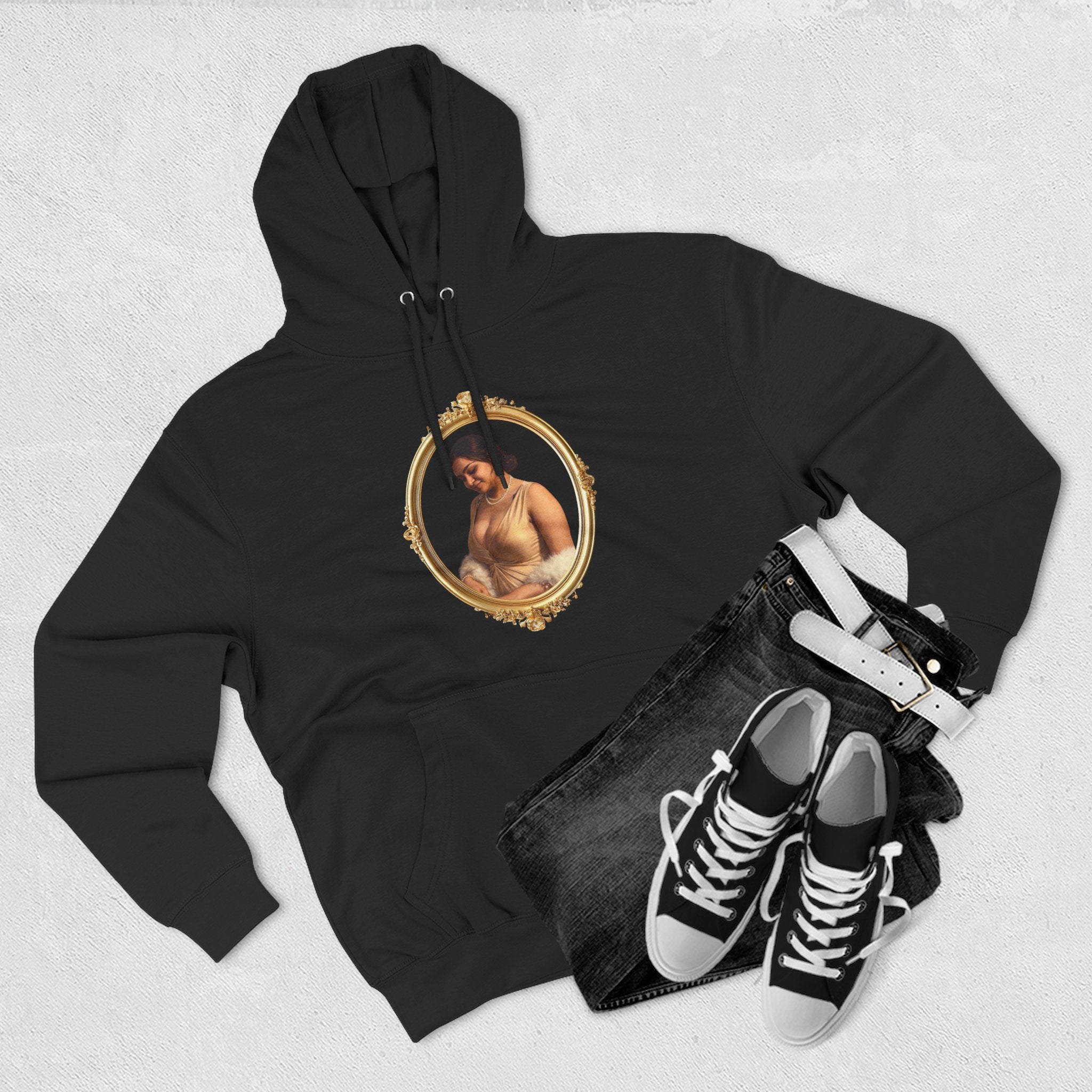Portrait Hoodie — Vintage Frame Romantic Art Pullover