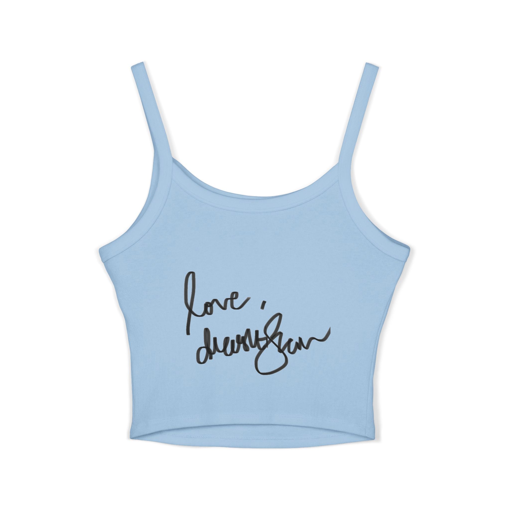 Spaghetti Tank Top — Vintage Portrait Frame with “Love, Always” Handwritten Script