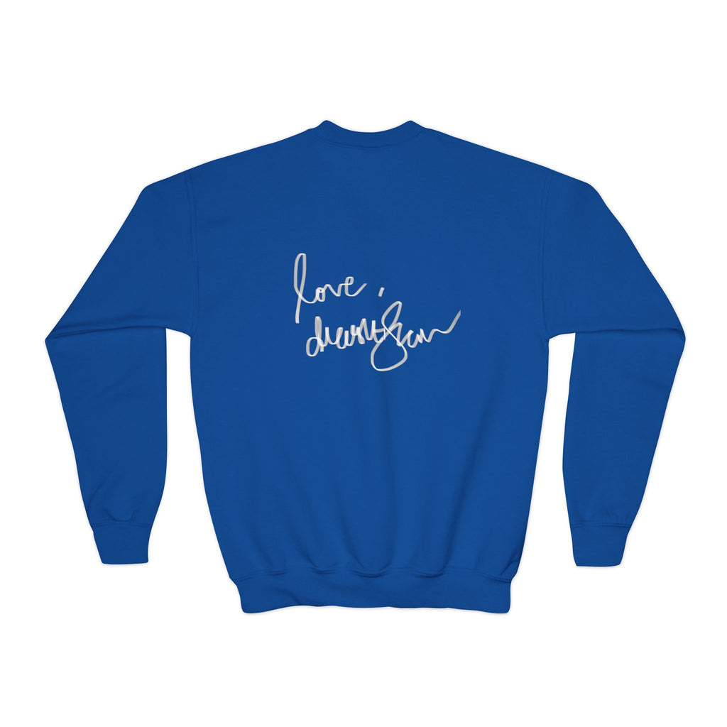 Youth Crewneck Sweatshirt — 'We Will Be Home' Vintage Portrait Graphic