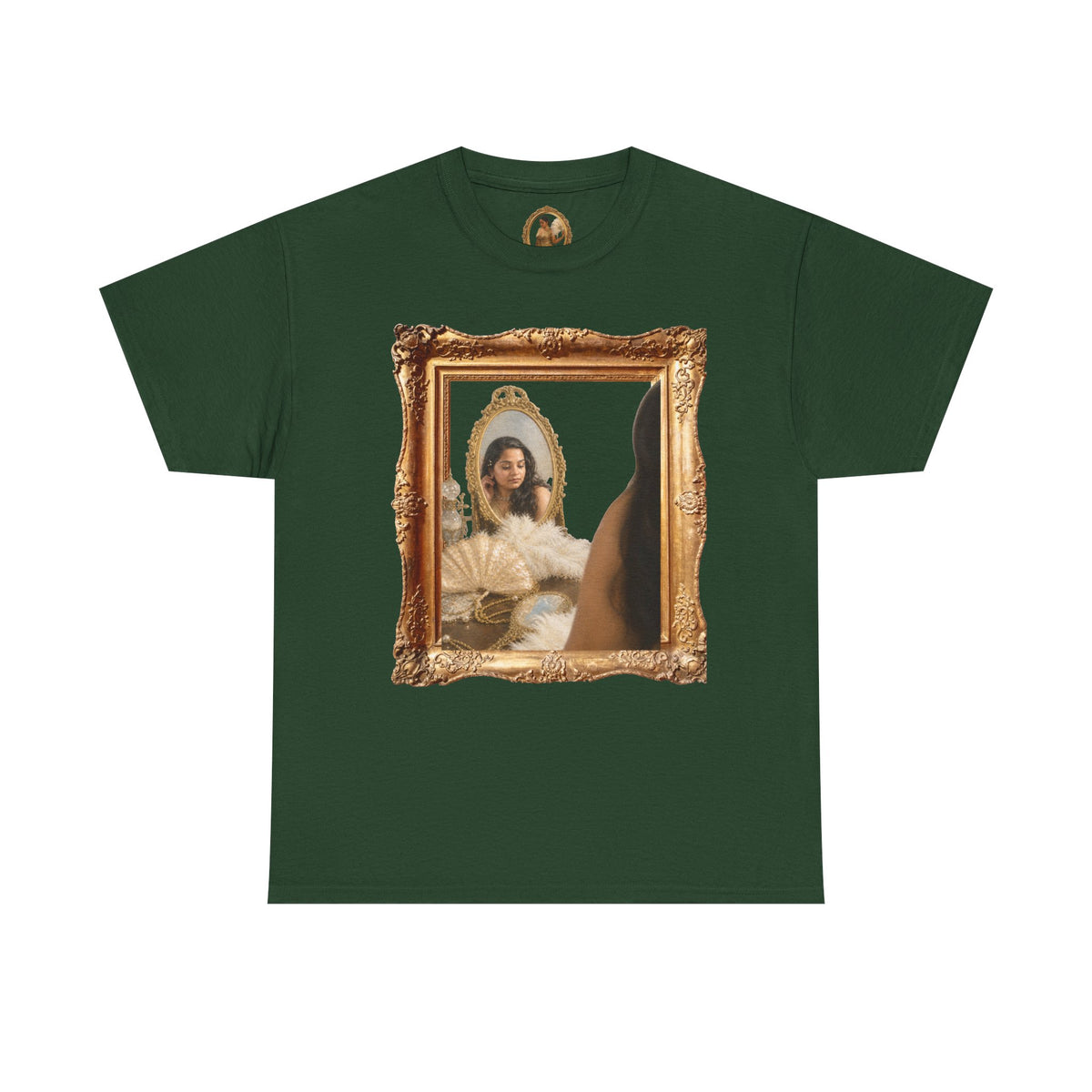 Drashti Portrait Frame Tee — Vintage Mirror Portrait Graphic T-Shirt