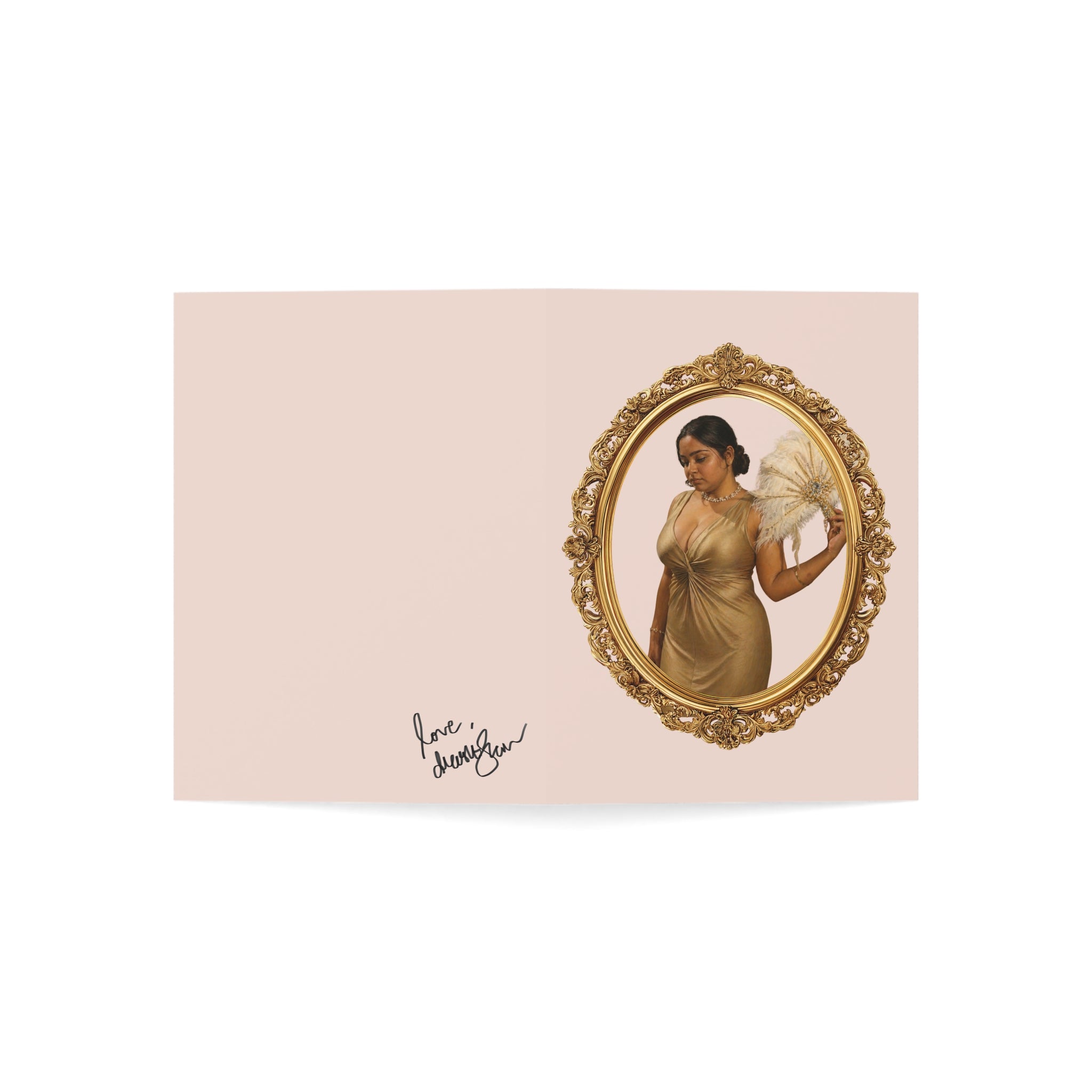 Greeting Card — Vintage Portrait with Gold Frame (Blank Inside)