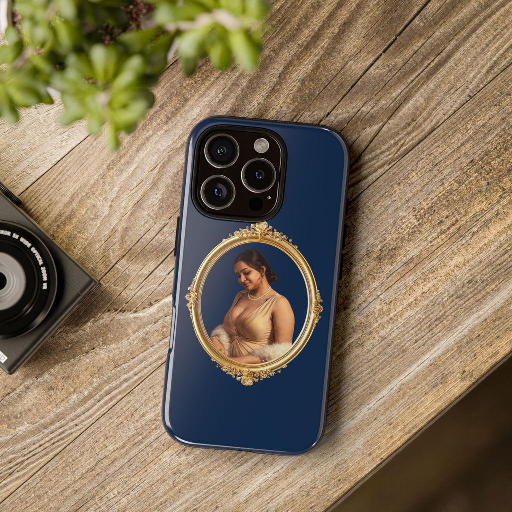Vintage Portrait Phone Case — Elegant Gold Frame on Navy