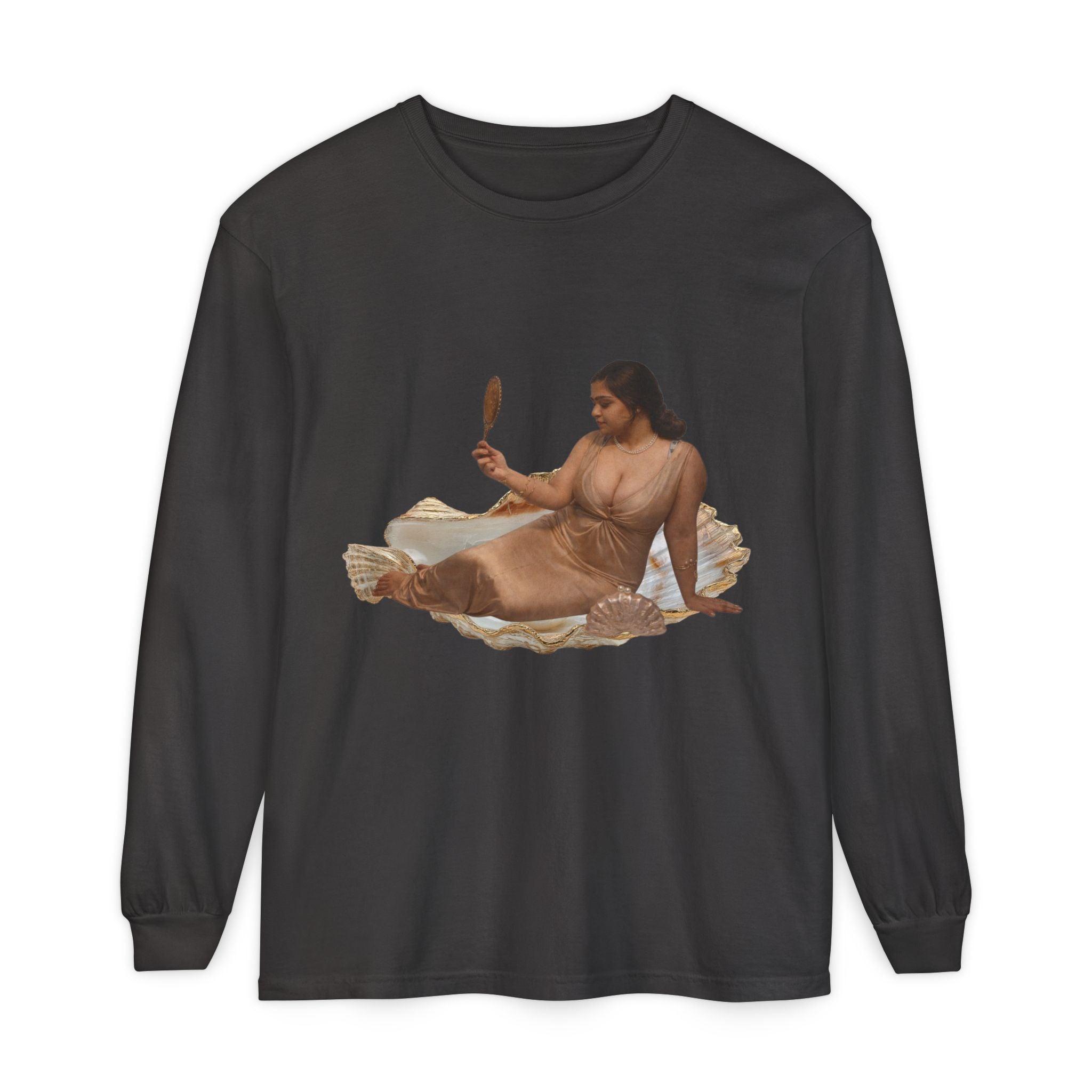 Long Sleeve T-Shirt — “Love, Dua Lipa” Shell Goddess Graphic