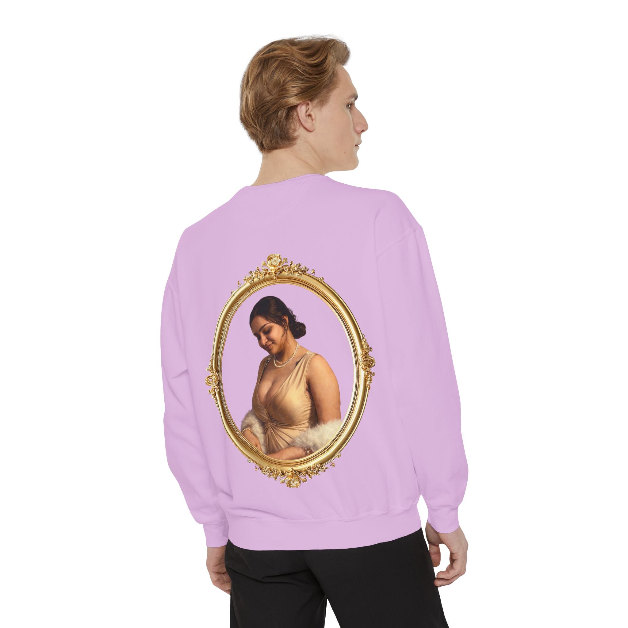 Portrait Sweatshirt — Vintage Frame Elegant Lady Graphic Pullover