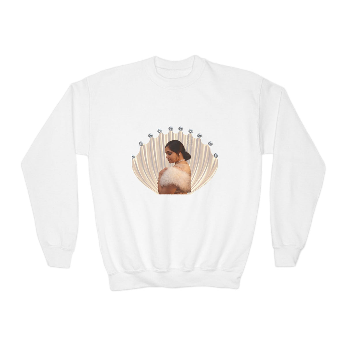 Drashti Youth Crewneck Sweatshirt — 'We Will Be Home' Vintage Portrait Graphic