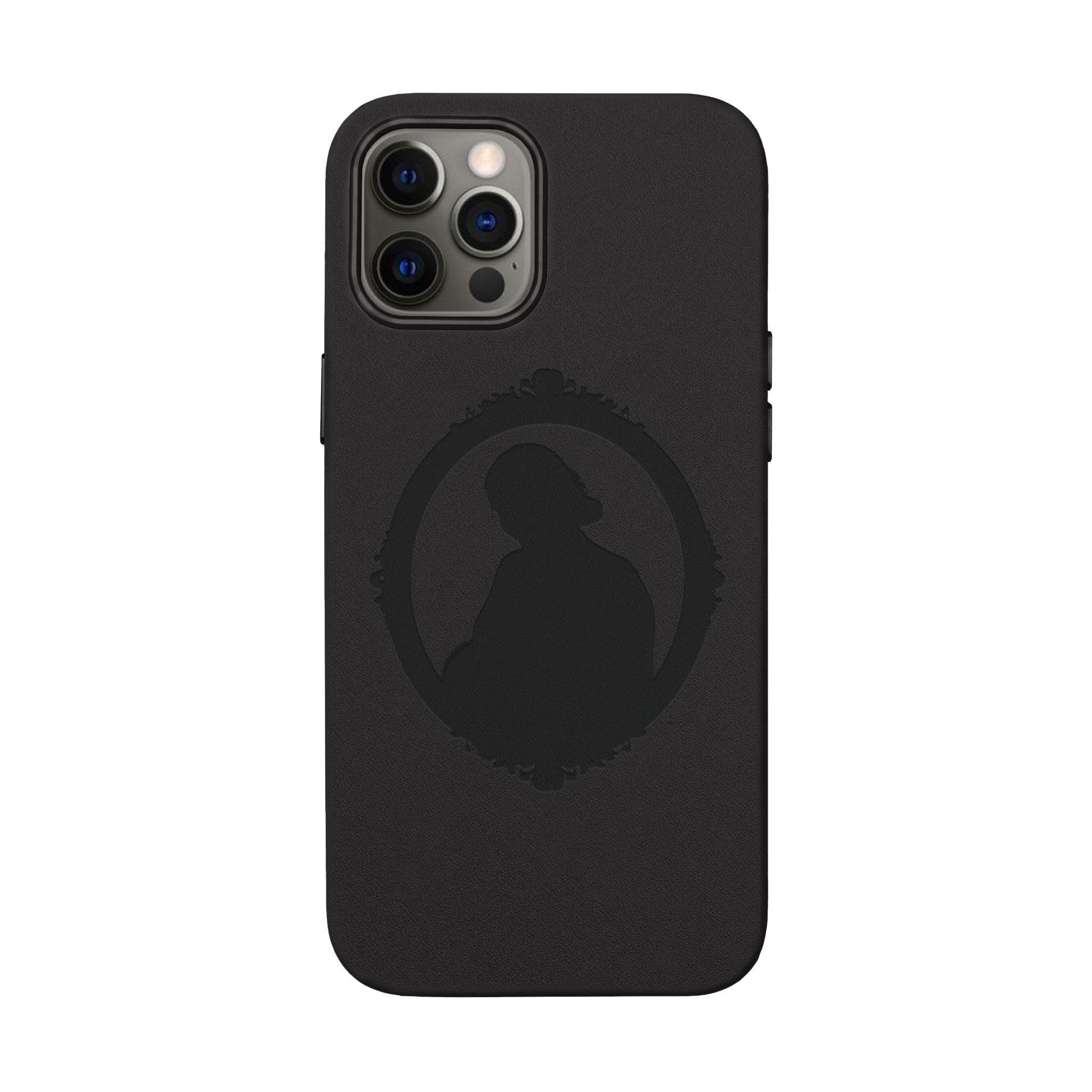 Engraved PU Leather Phone Case — Silhouette Outline Design
