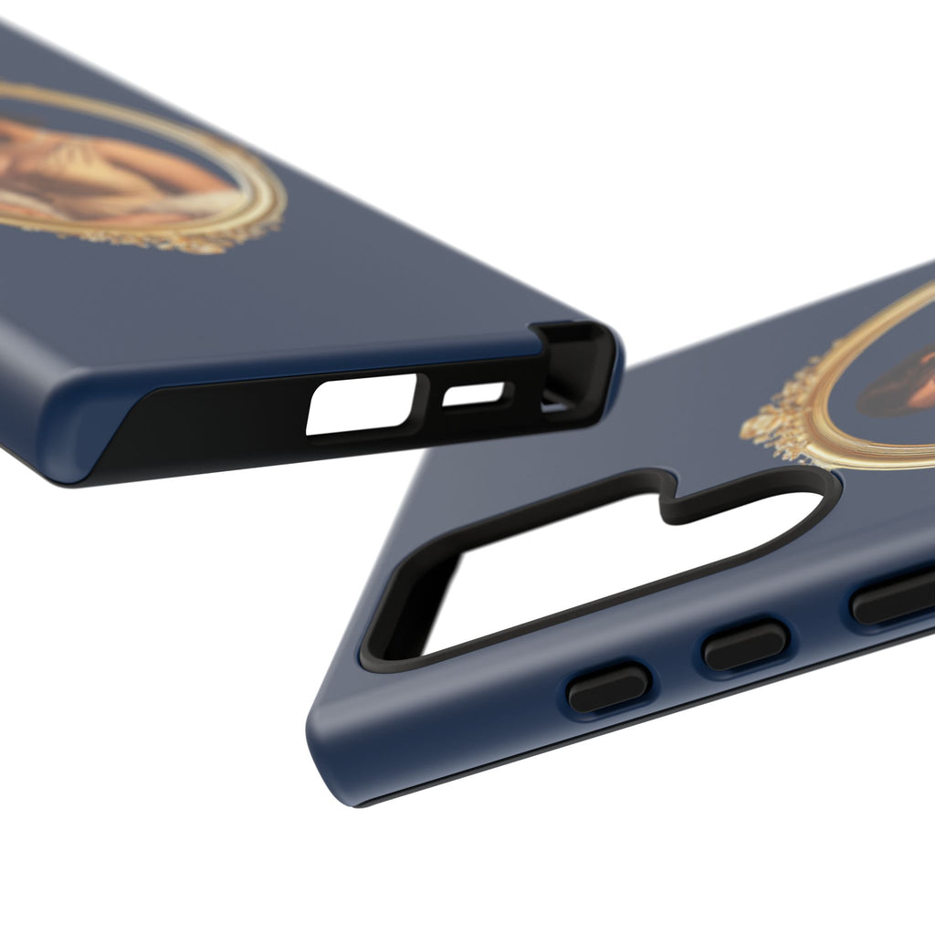 Vintage Portrait Phone Case — Elegant Gold Frame on Navy