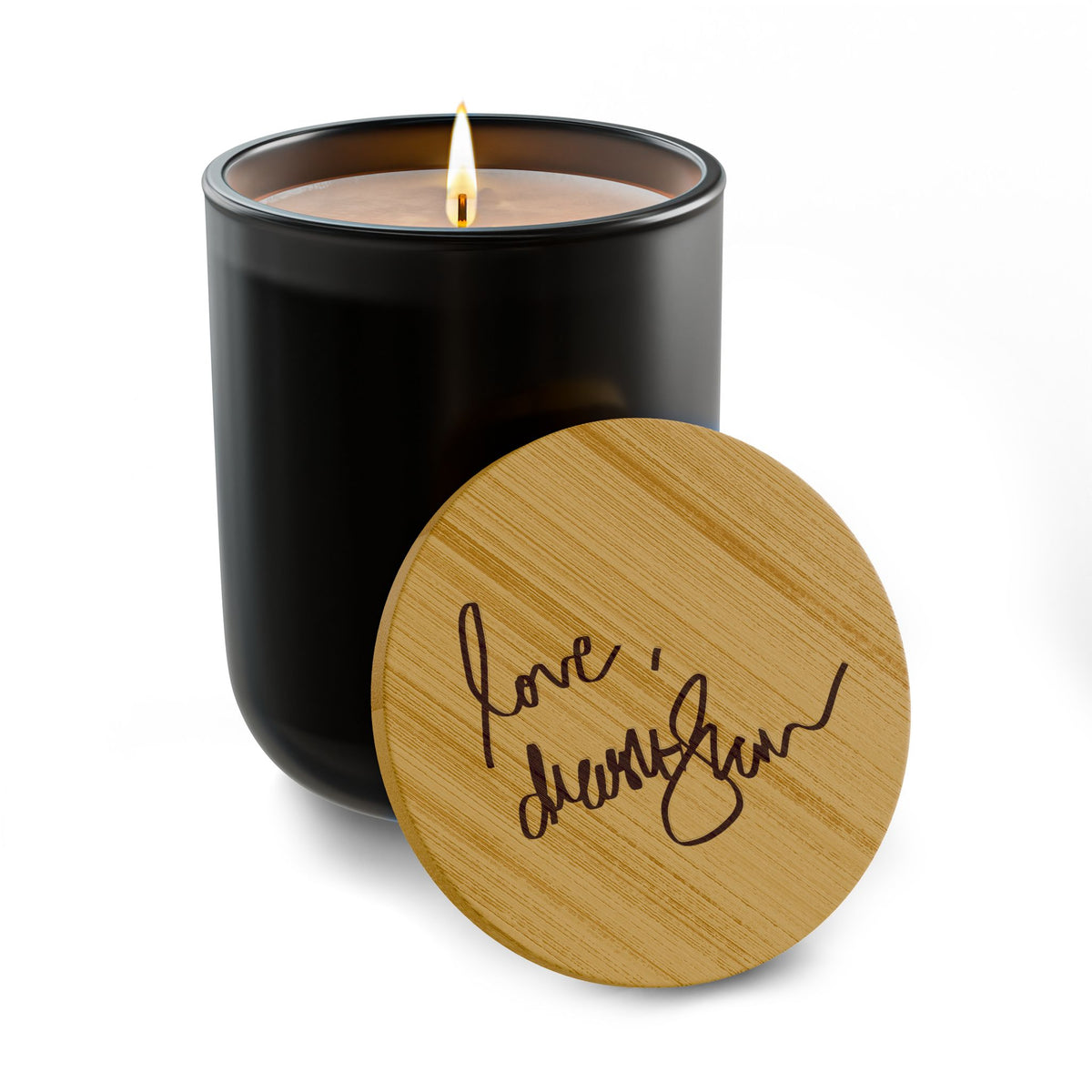 Drashti 14oz Scented Soy Candle — Personalized Bamboo Lid (Signature Style)