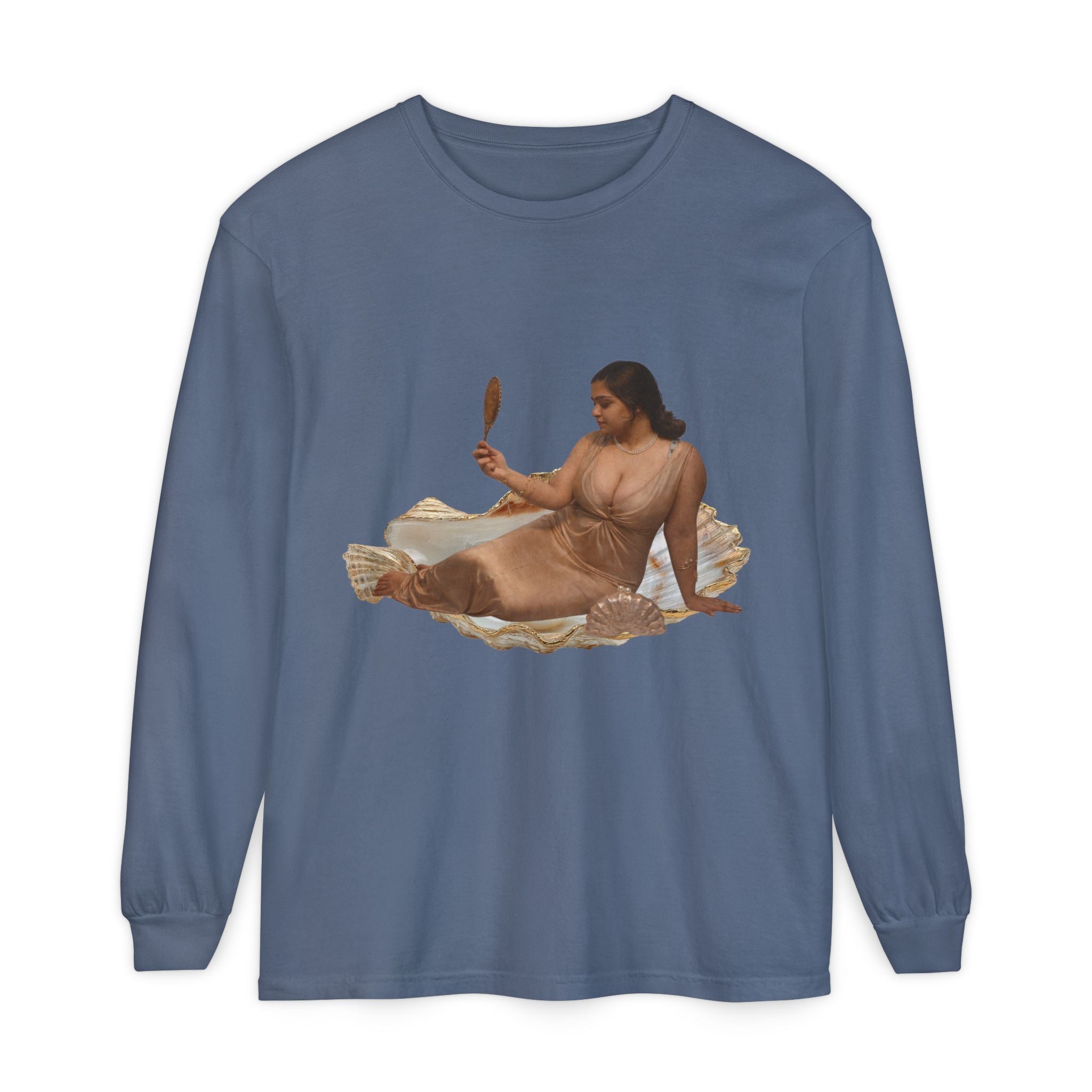 Long Sleeve T-Shirt — “Love, Dua Lipa” Shell Goddess Graphic