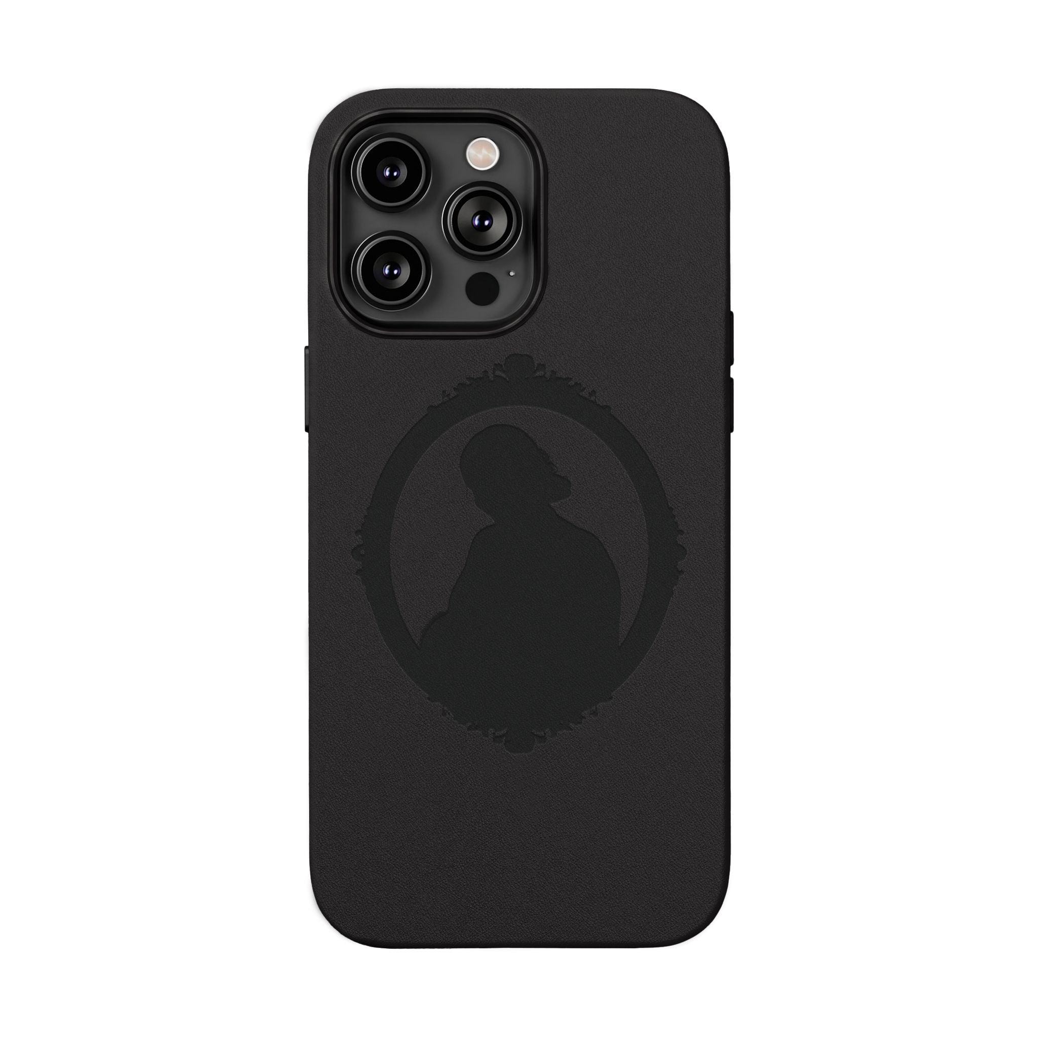 Engraved PU Leather Phone Case — Silhouette Outline Design