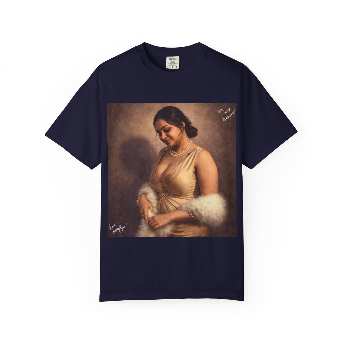Drashti Portrait Graphic T-Shirt — Vintage Framed Lady Art Print