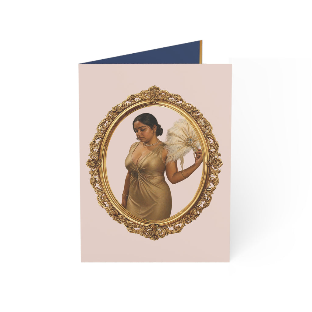 Greeting Card — Vintage Portrait with Gold Frame (Blank Inside)