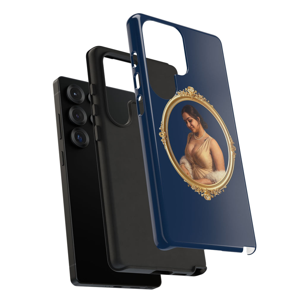 Vintage Portrait Phone Case — Elegant Gold Frame on Navy