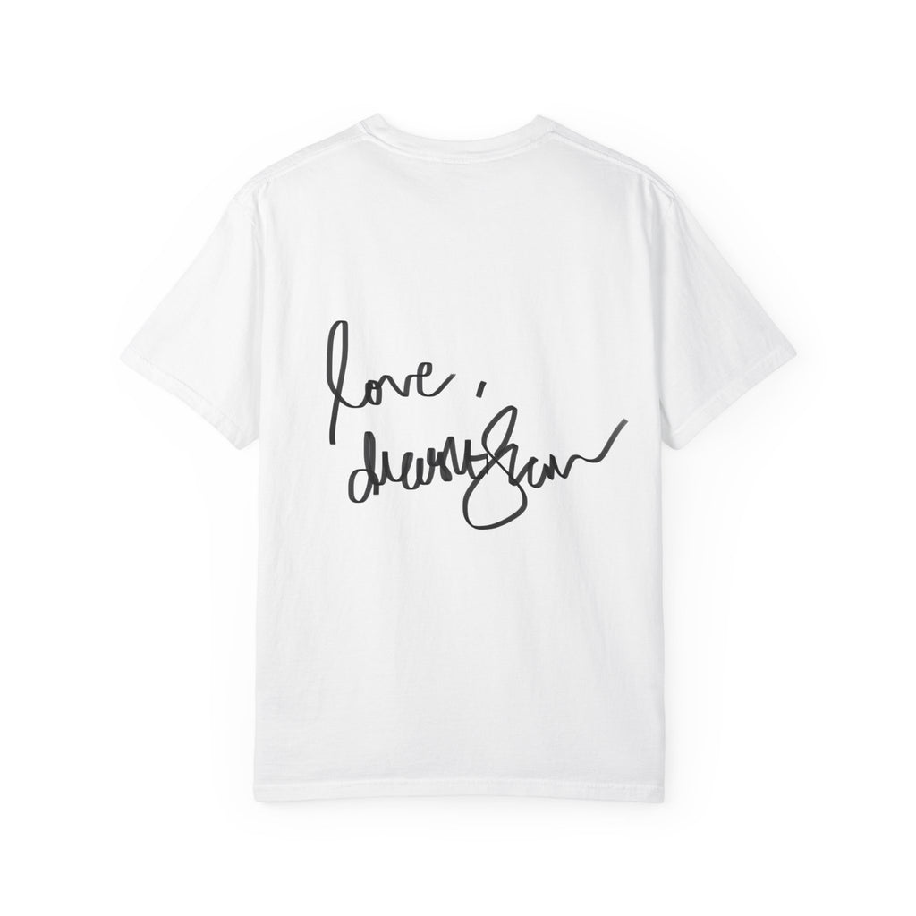 Venus Mirror T-Shirt — Nude Goddess Art Tee with 'Love, [Signature]' Back Print
