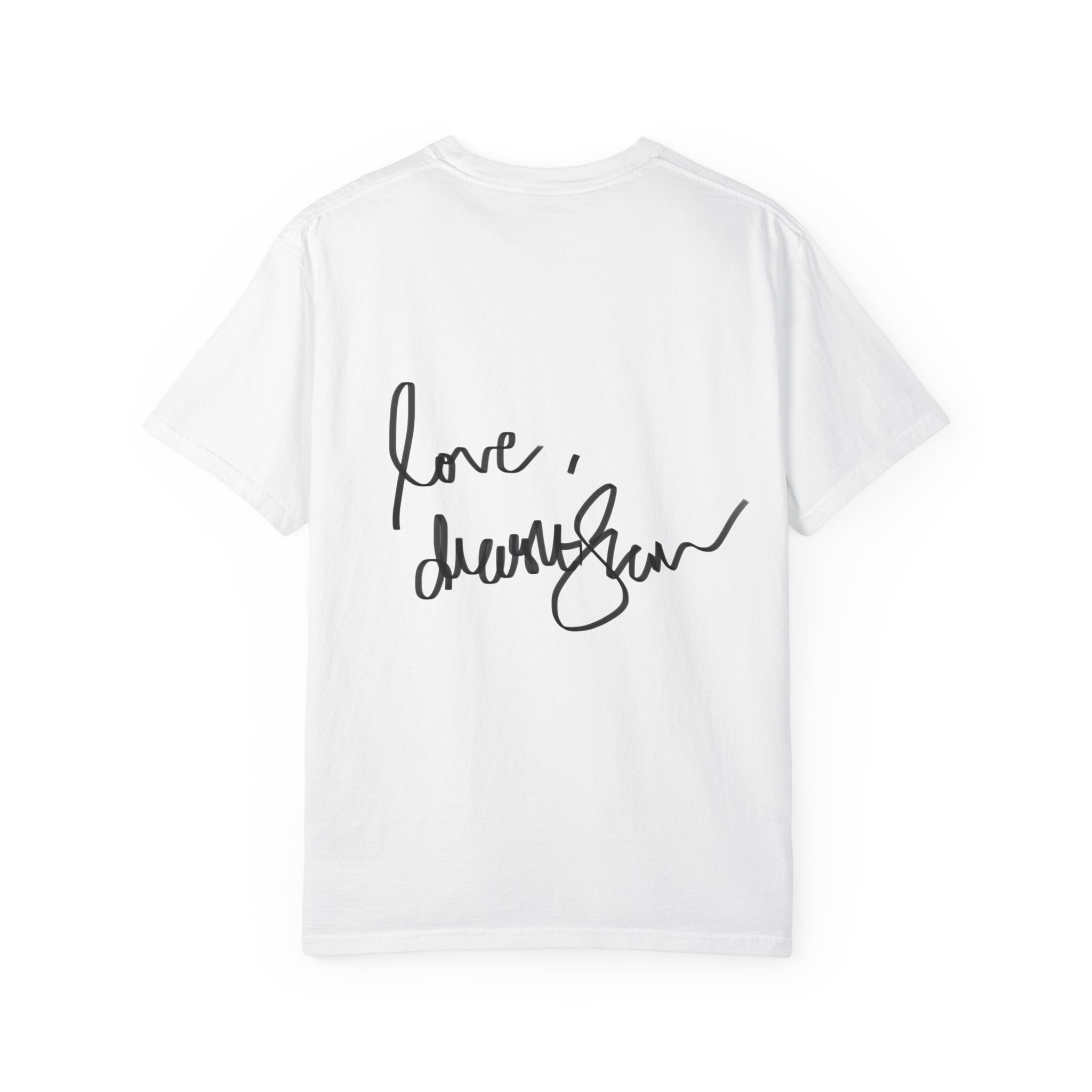Venus Mirror T-Shirt — Nude Goddess Art Tee with 'Love, [Signature]' Back Print