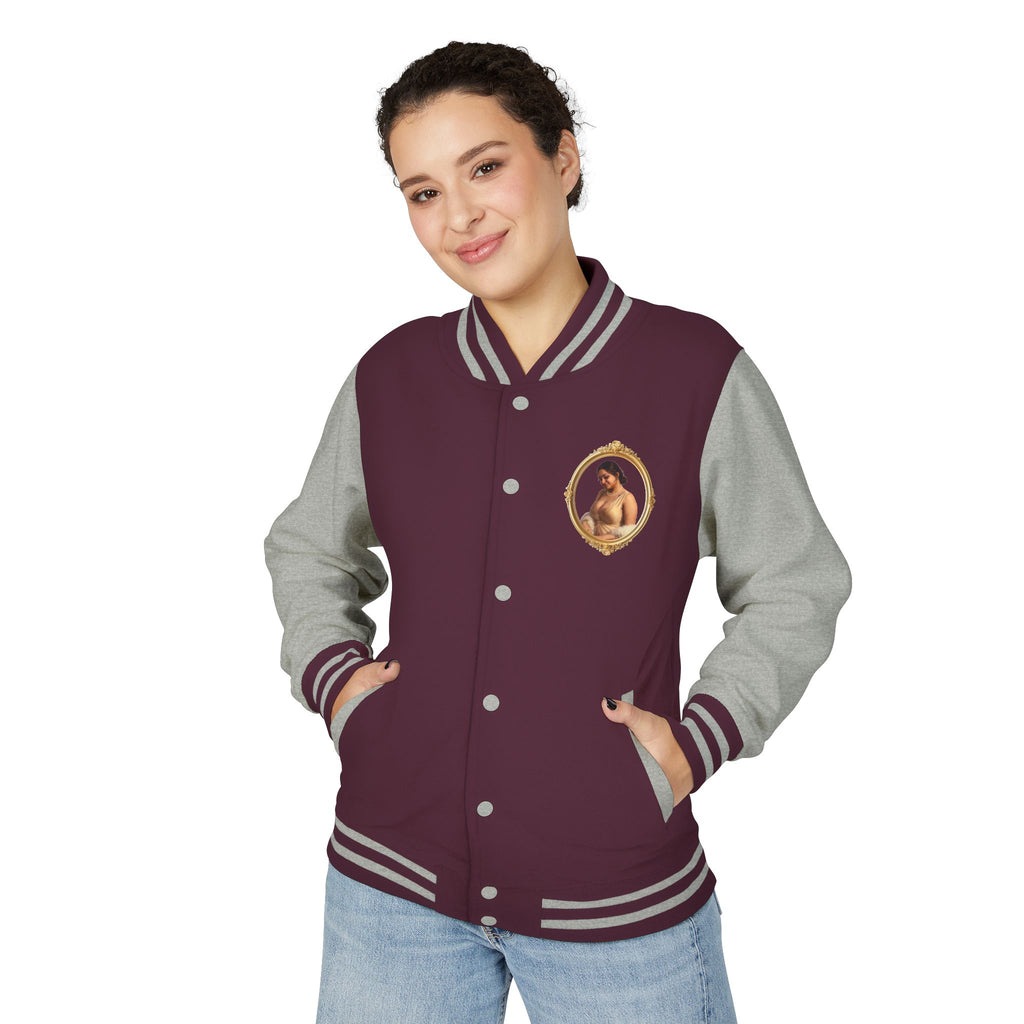 Vintage Portrait Letterman Jacket — Framed Classical Art Varsity Jacket