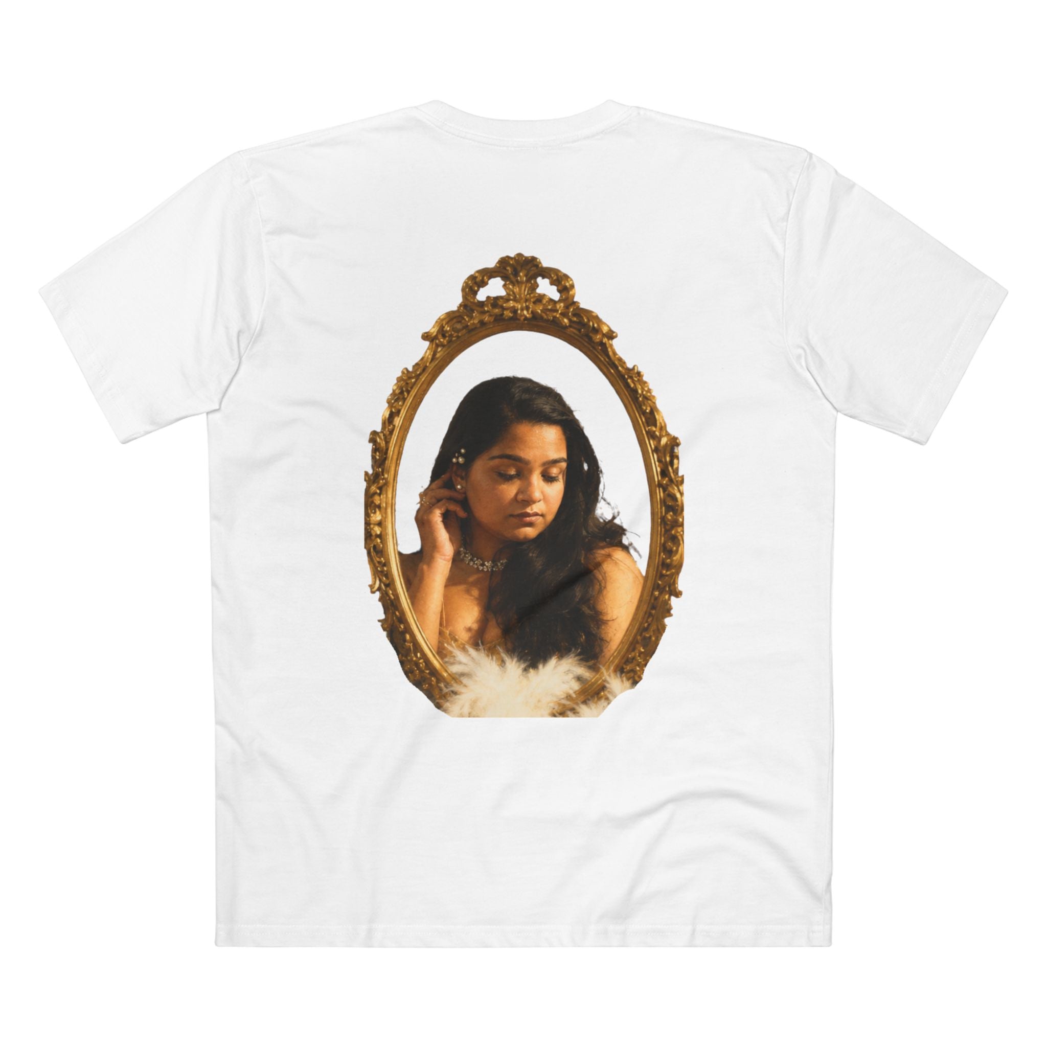 Vintage Vanity Tee — Antique Mirror & Shell Art Graphic T-Shirt