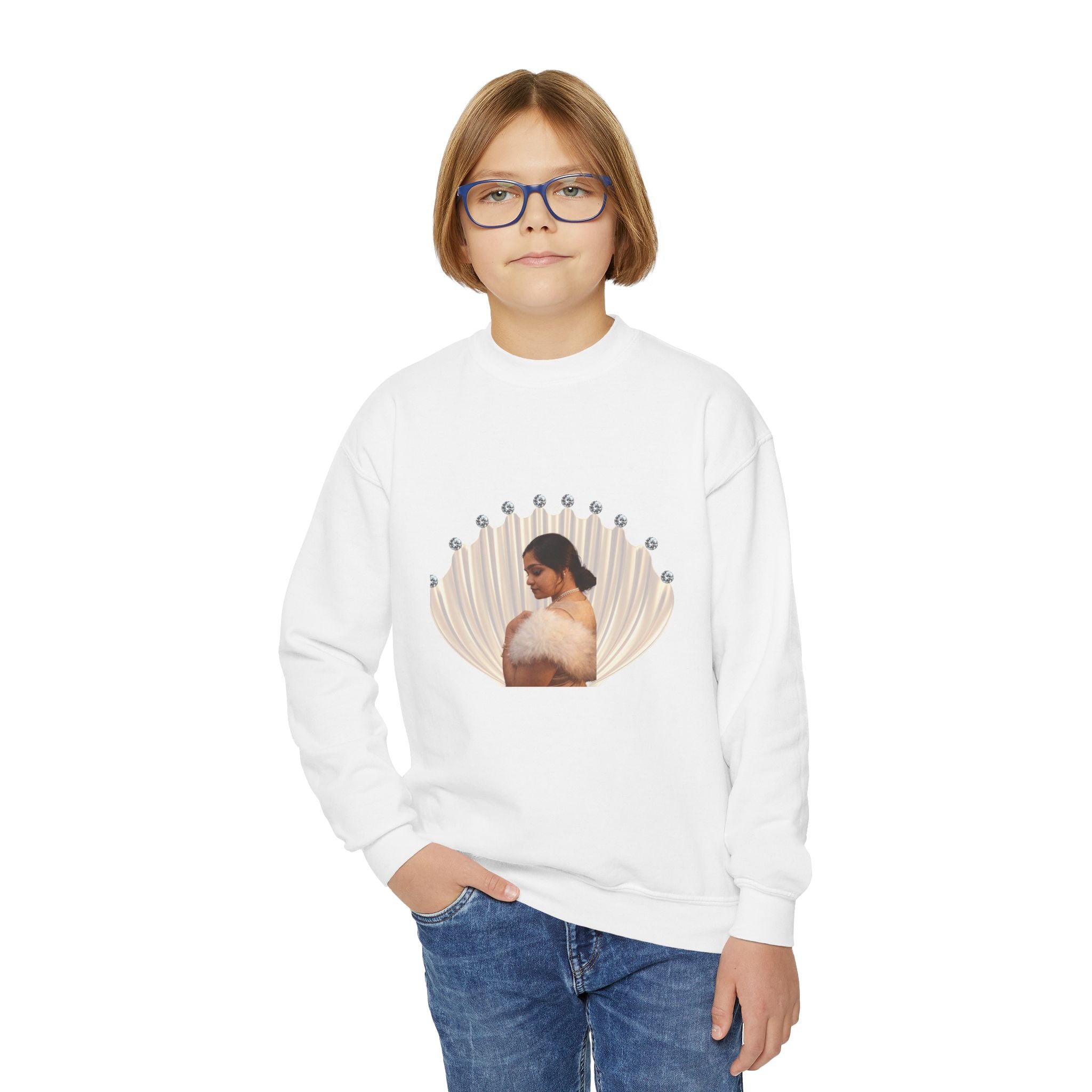 Youth Crewneck Sweatshirt — 'We Will Be Home' Vintage Portrait Graphic