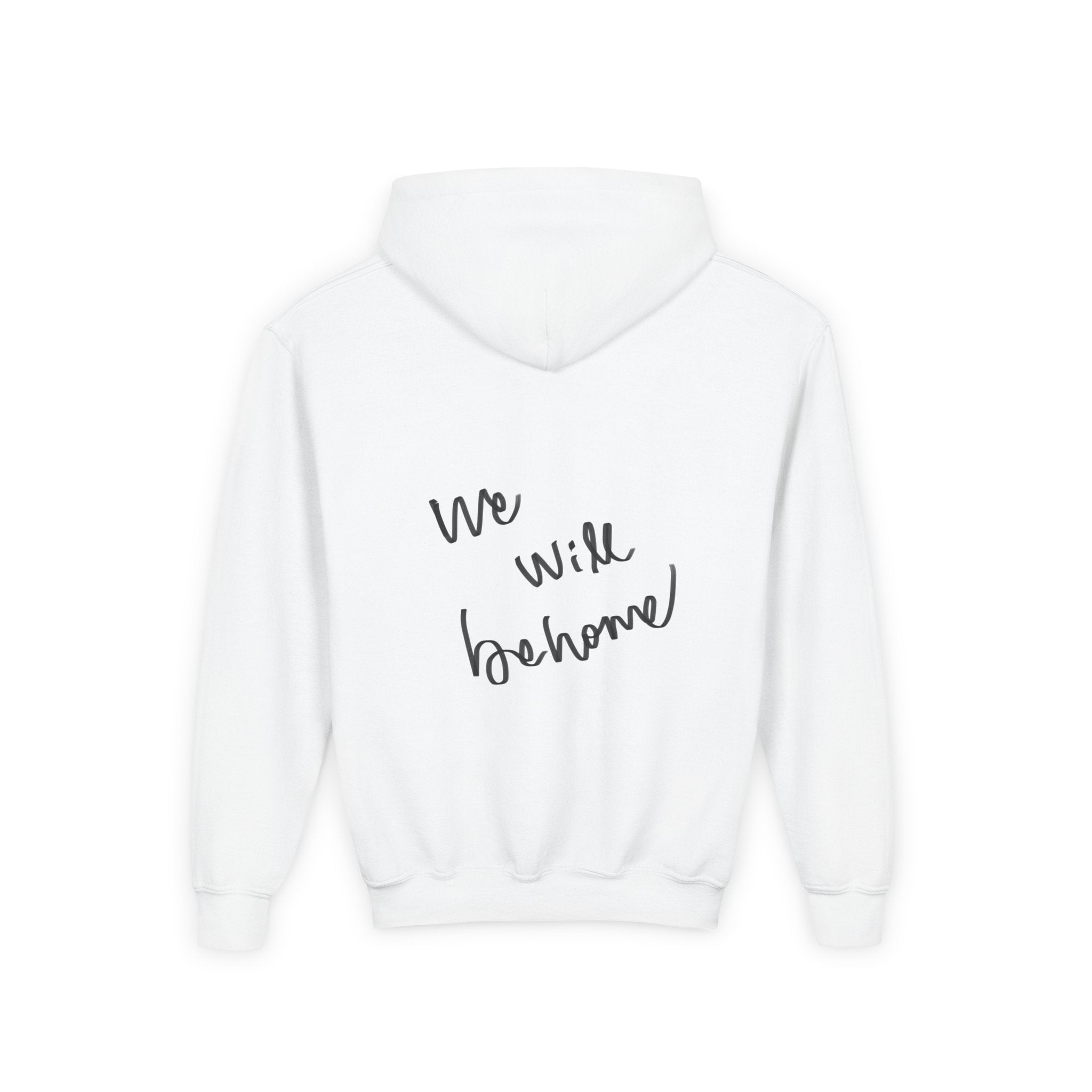 Youth Hoodie — Vintage Dancer Floral Graphic with “We Will Be Home” Back Script