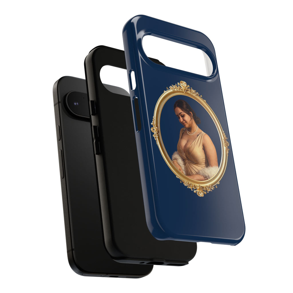 Vintage Portrait Phone Case — Elegant Gold Frame on Navy