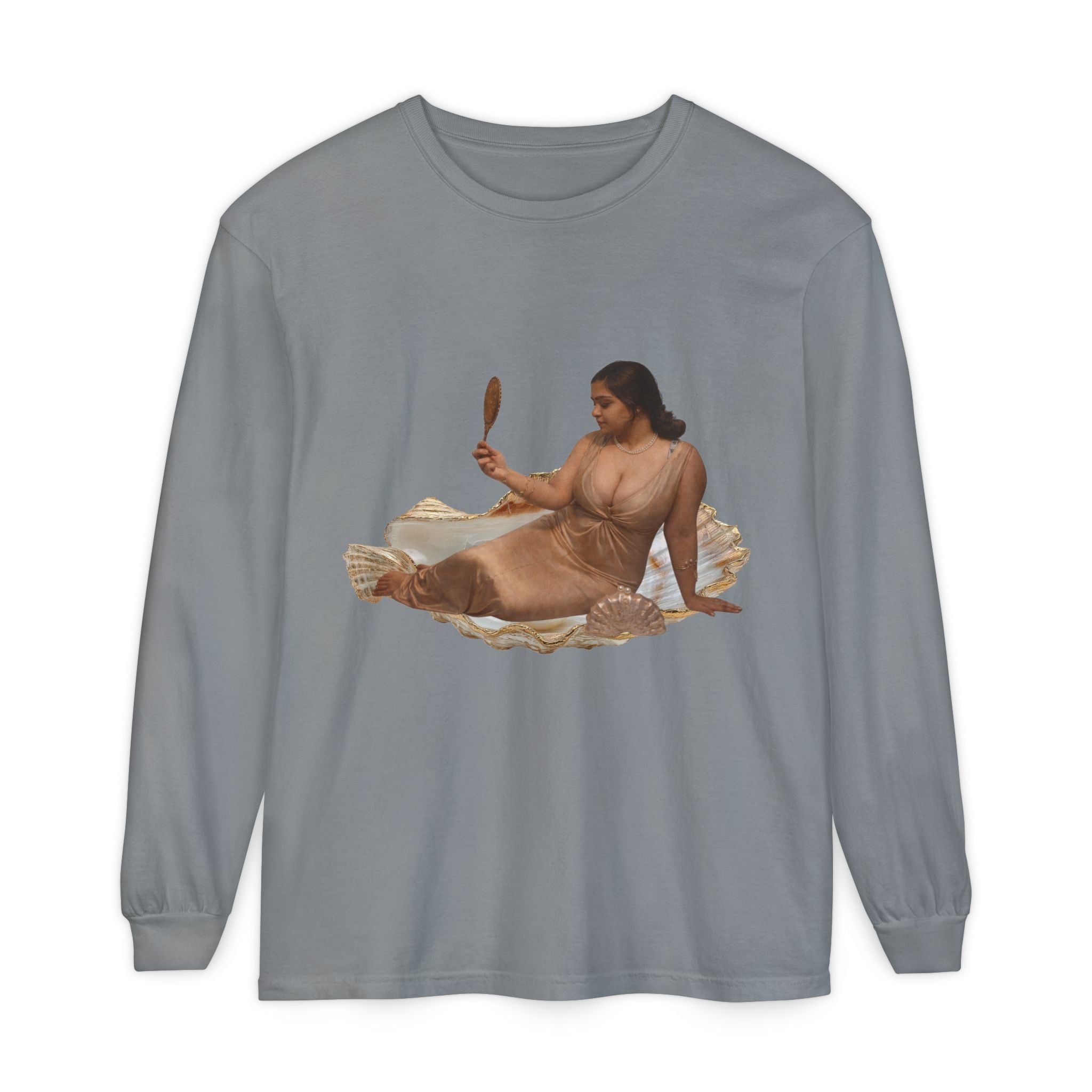 Long Sleeve T-Shirt — “Love, Dua Lipa” Shell Goddess Graphic