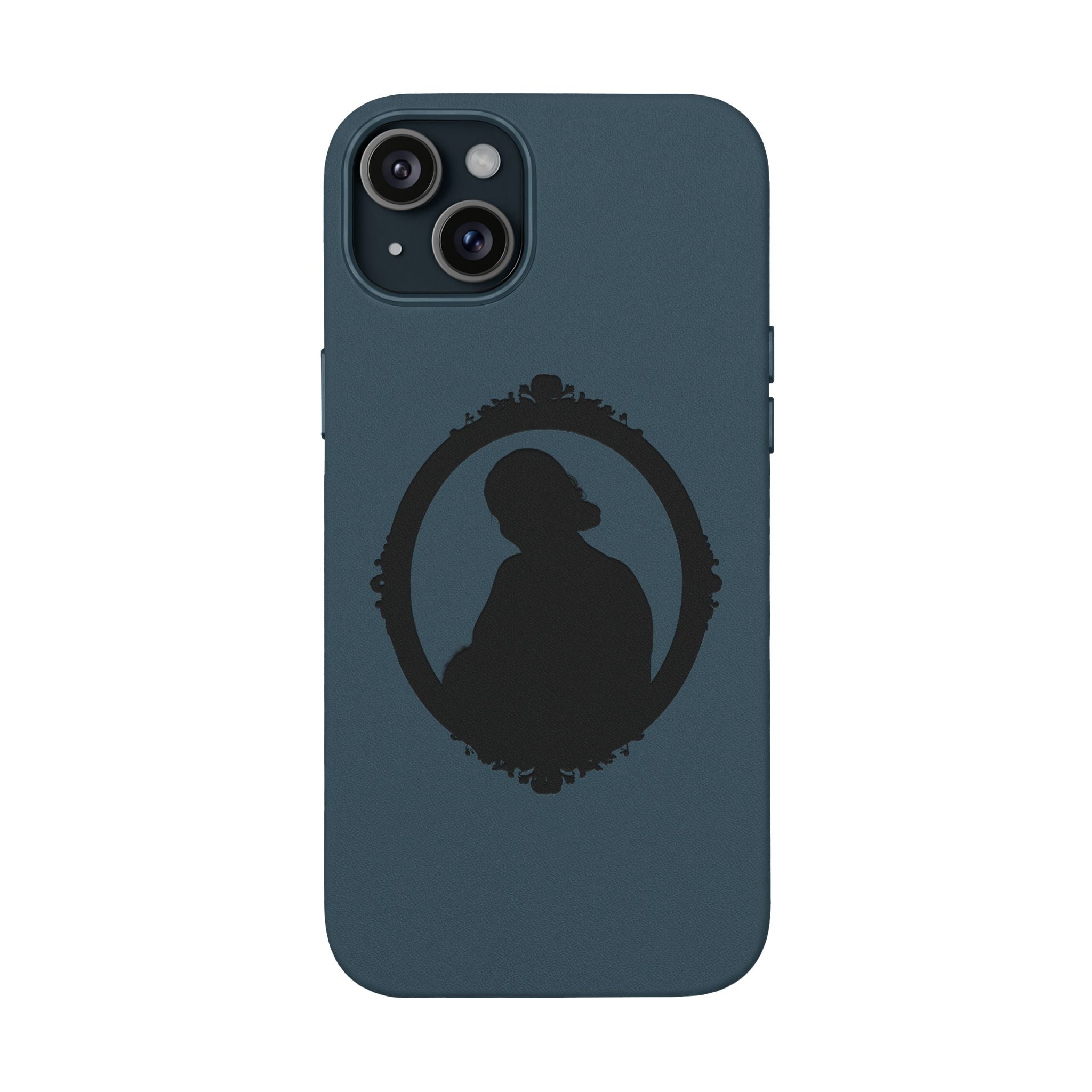 Engraved PU Leather Phone Case — Silhouette Outline Design