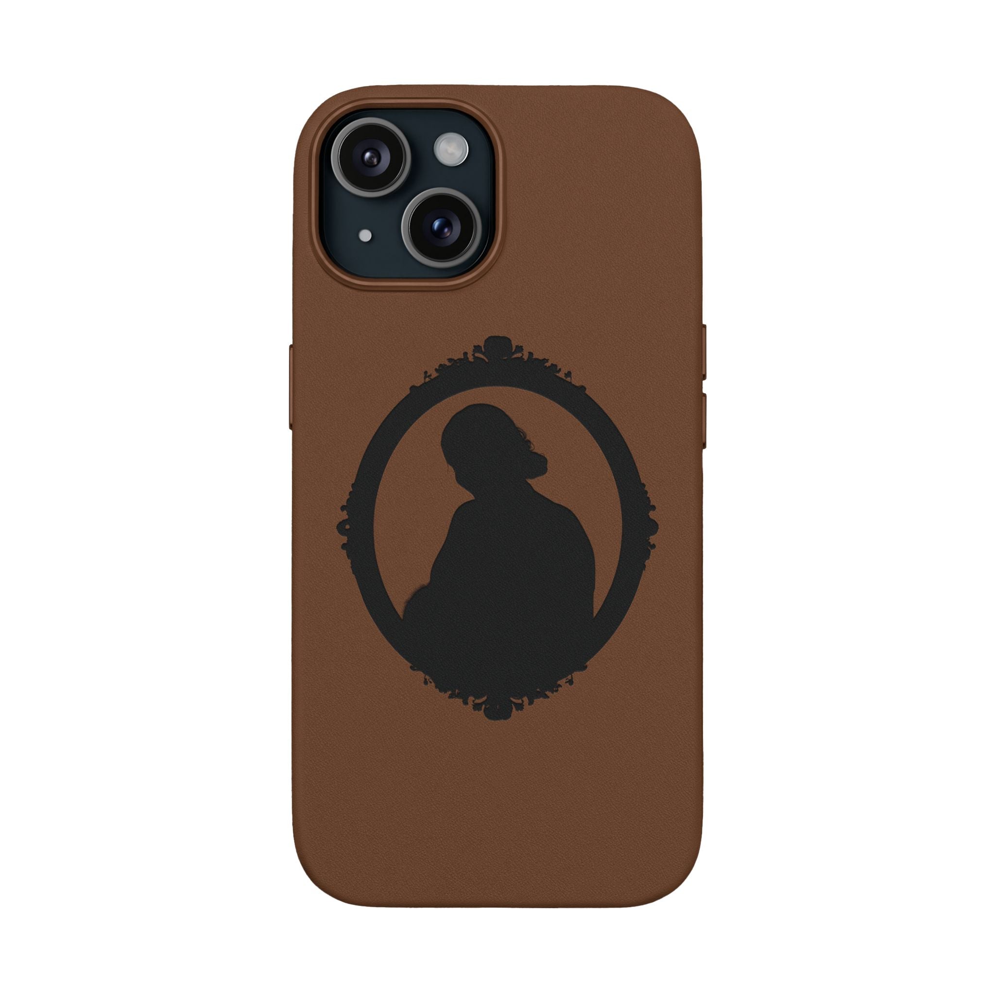 Engraved PU Leather Phone Case — Silhouette Outline Design