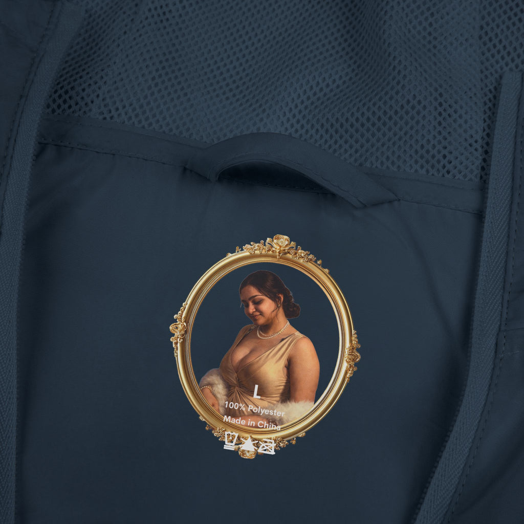 Portrait Frame Windbreaker Jacket — Vintage Painted Woman Print