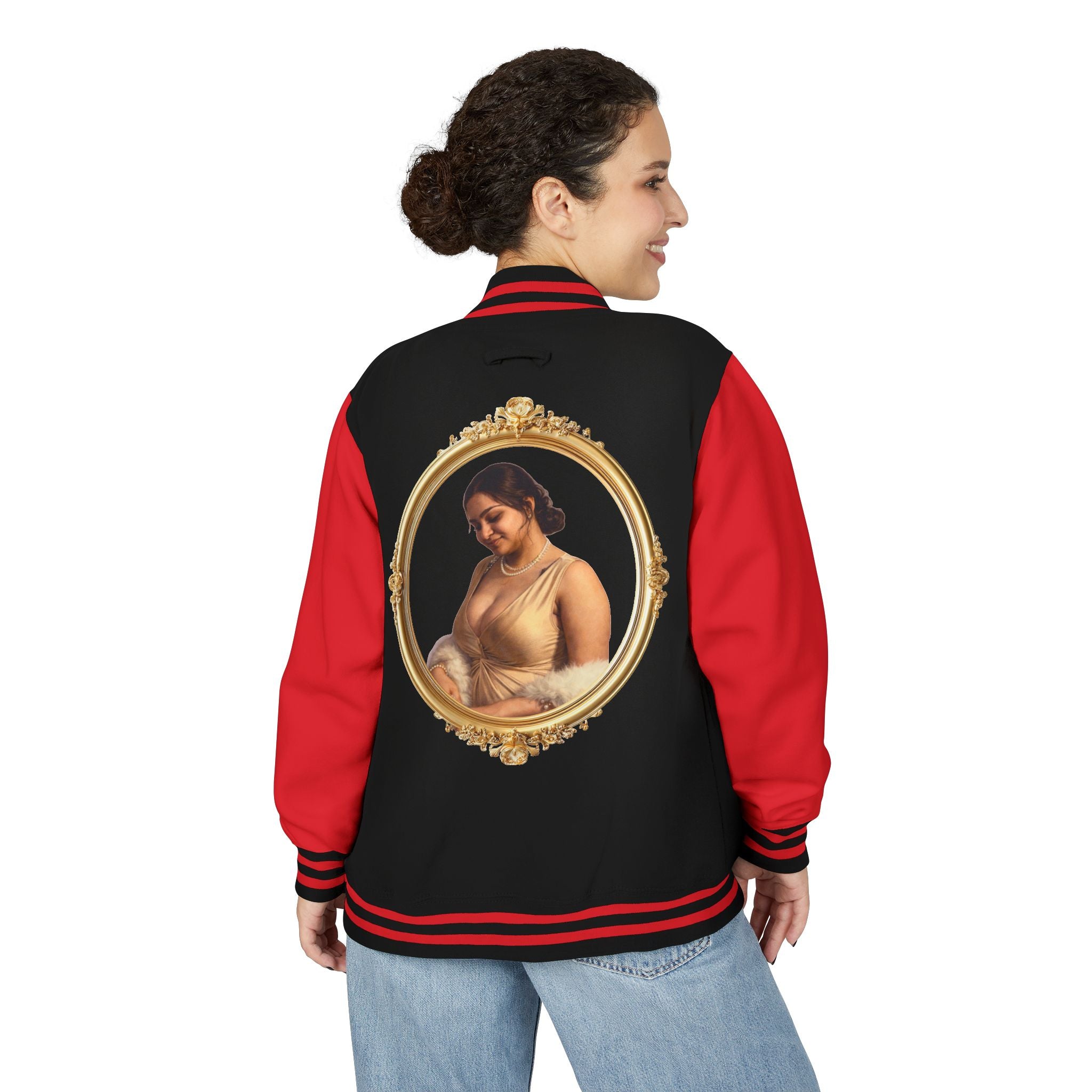Vintage Portrait Letterman Jacket — Framed Classical Art Varsity Jacket