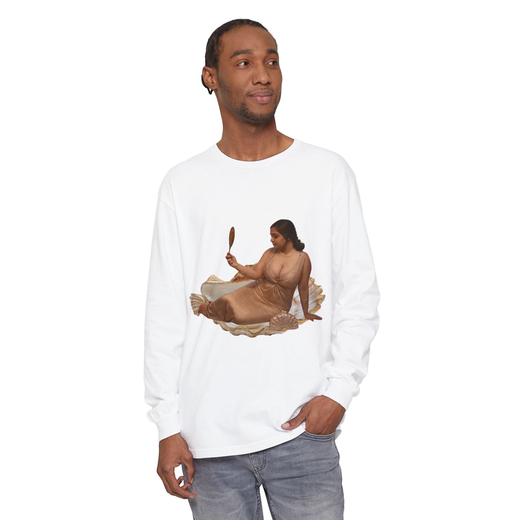 Long Sleeve T-Shirt — “Love, Dua Lipa” Shell Goddess Graphic
