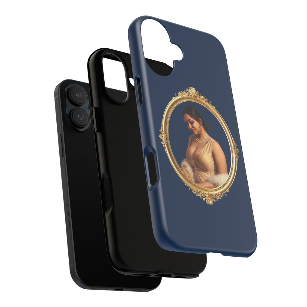 Vintage Portrait Phone Case — Elegant Gold Frame on Navy
