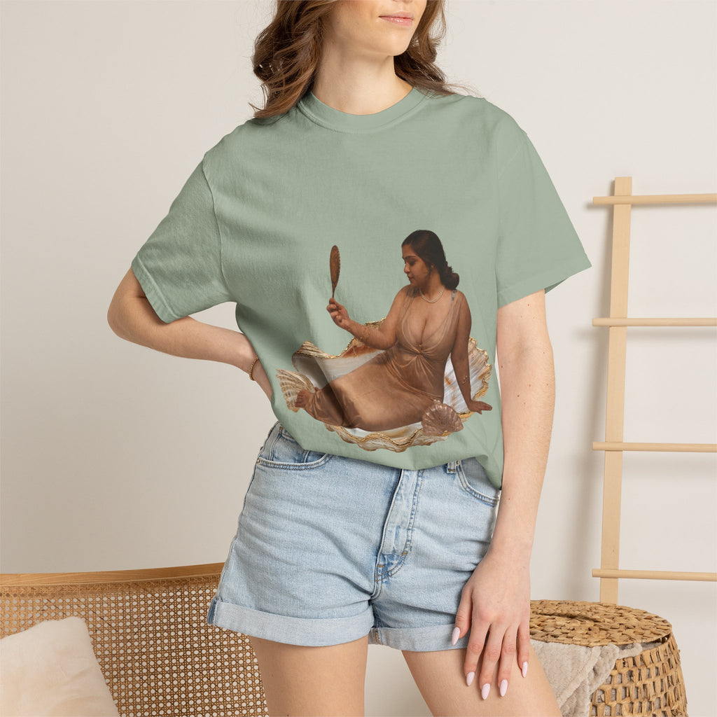 Venus Mirror T-Shirt — Nude Goddess Art Tee with 'Love, [Signature]' Back Print