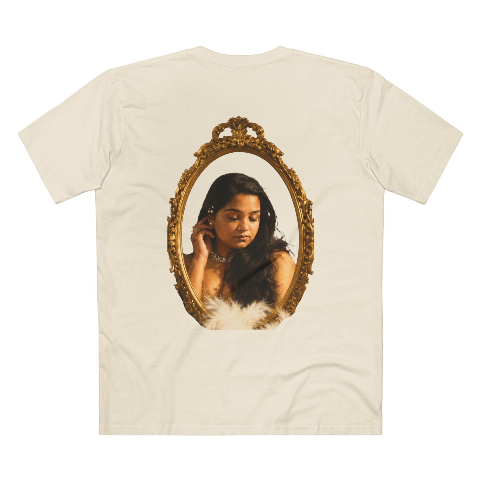 Vintage Vanity Tee — Antique Mirror & Shell Art Graphic T-Shirt